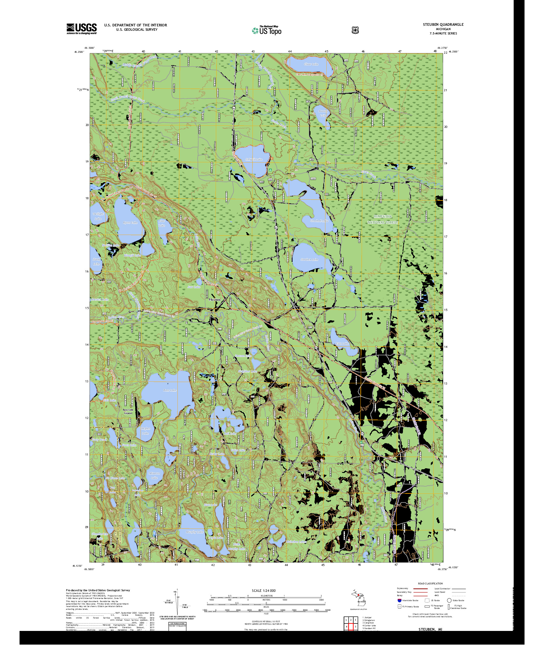 US TOPO 7.5-MINUTE MAP FOR STEUBEN, MI