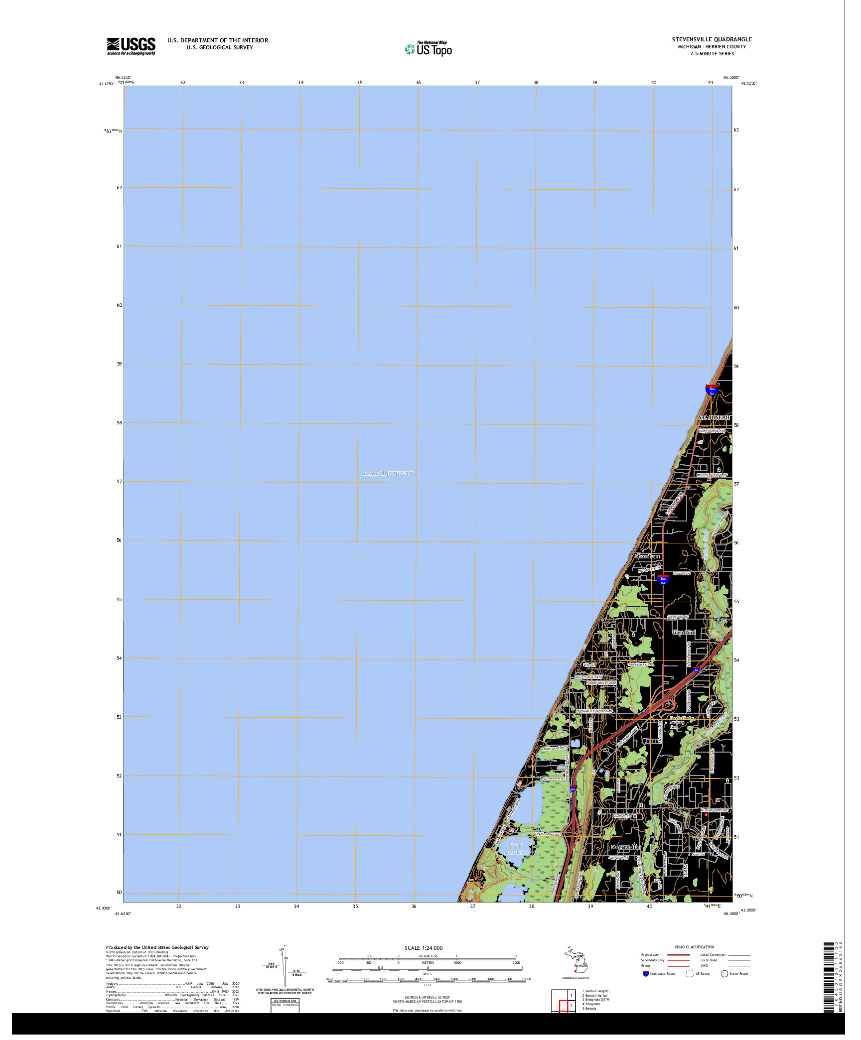 US TOPO 7.5-MINUTE MAP FOR STEVENSVILLE, MI