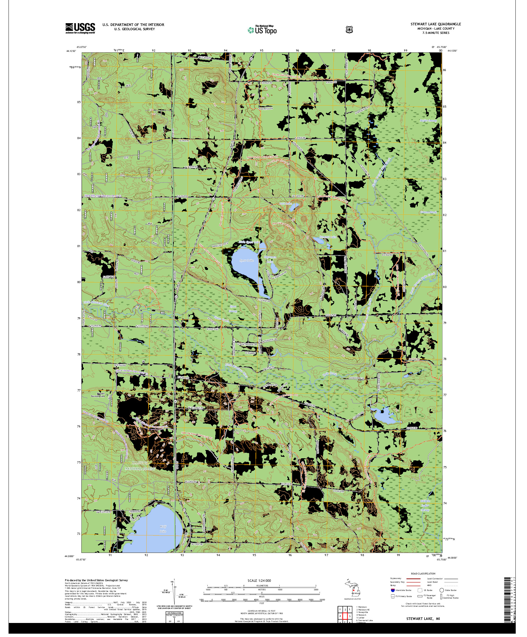 US TOPO 7.5-MINUTE MAP FOR STEWART LAKE, MI