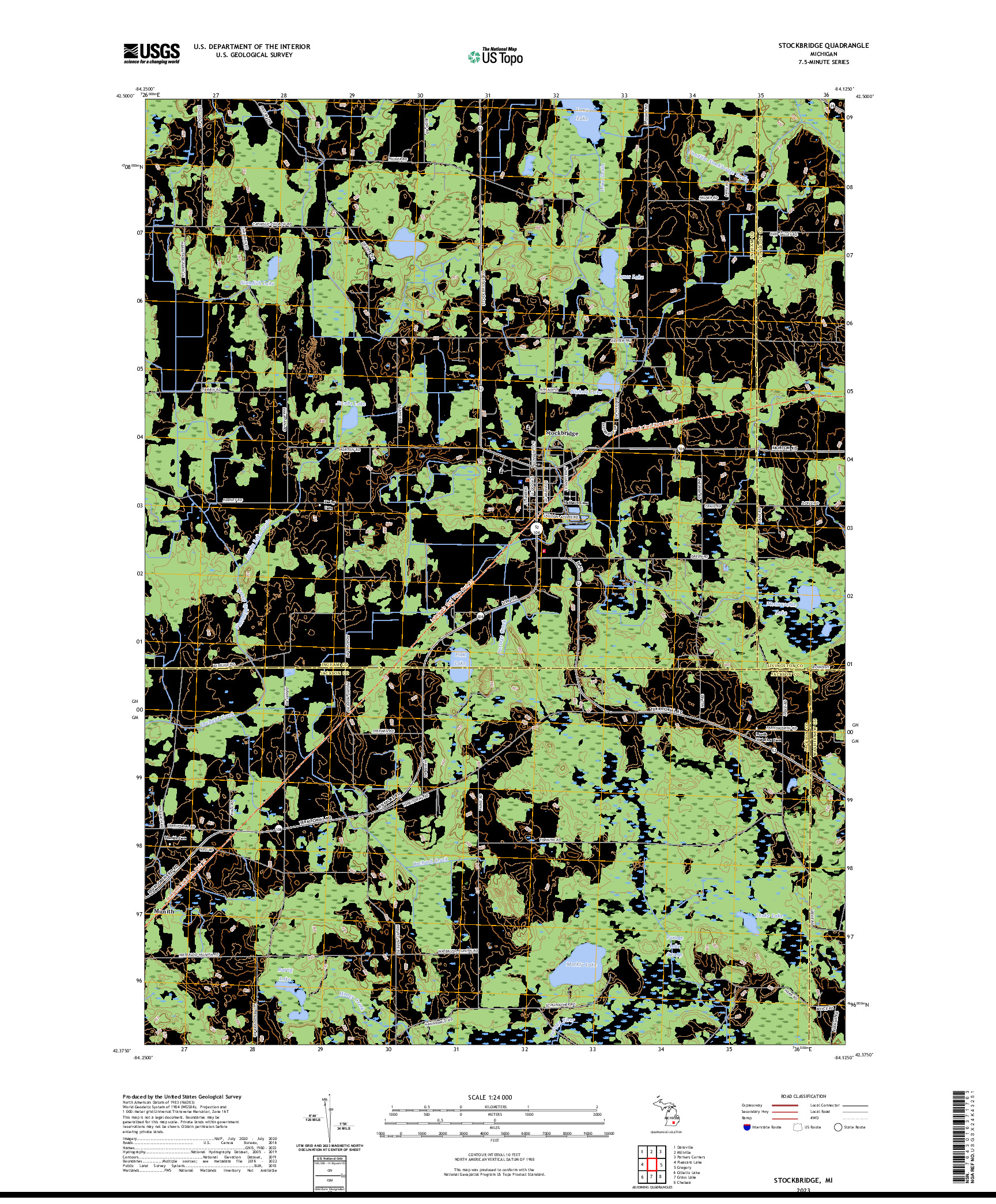 US TOPO 7.5-MINUTE MAP FOR STOCKBRIDGE, MI