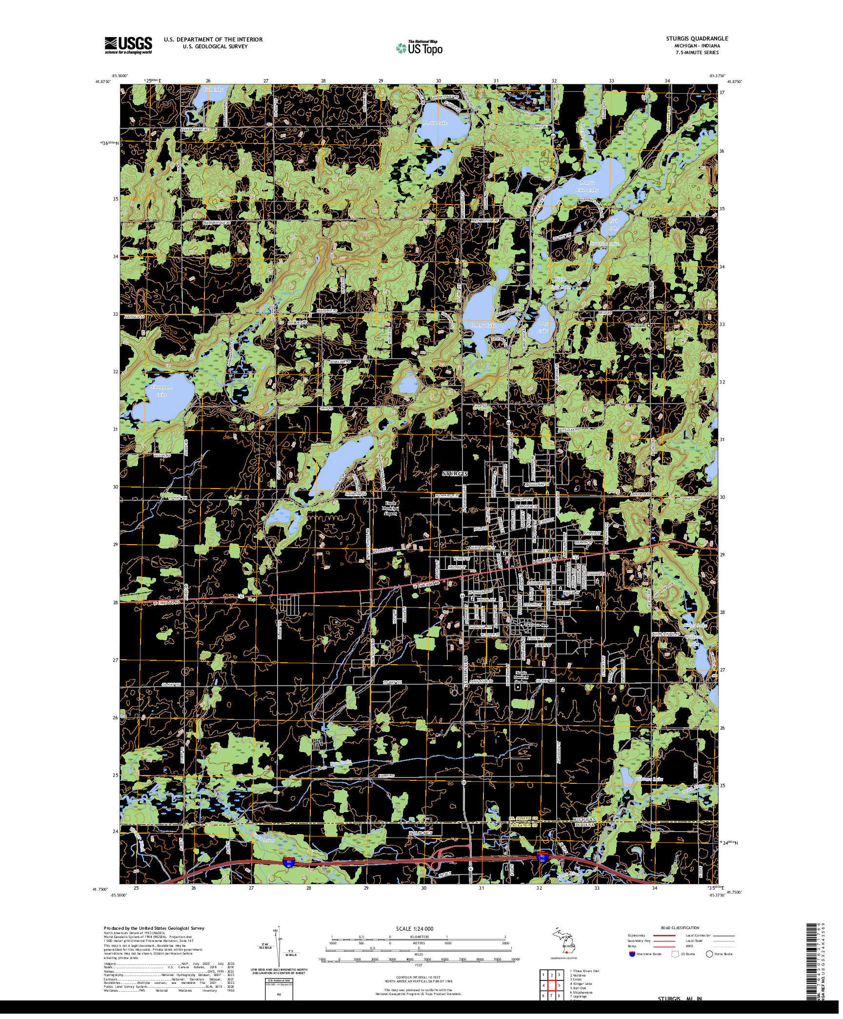 US TOPO 7.5-MINUTE MAP FOR STURGIS, MI,IN