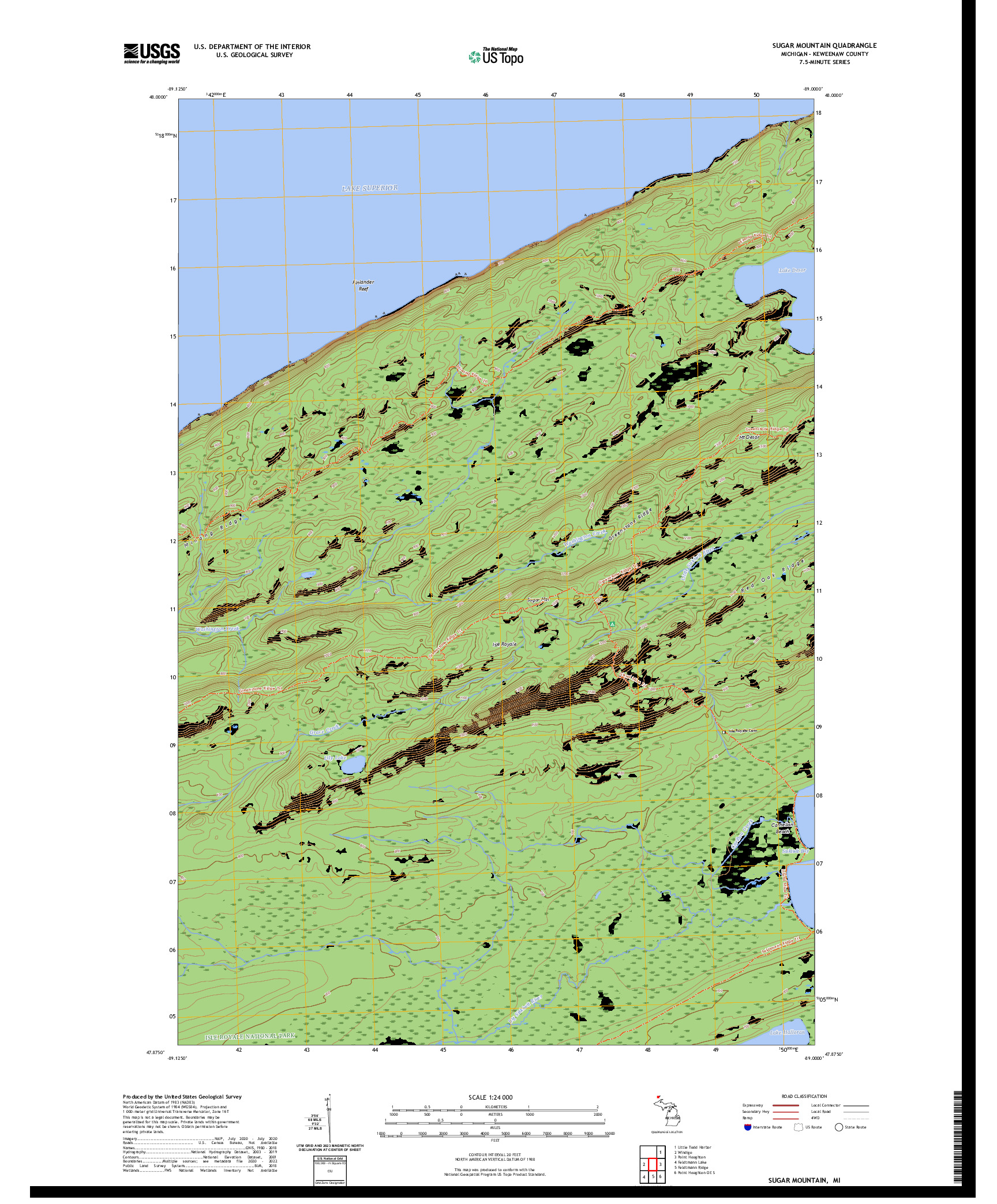 US TOPO 7.5-MINUTE MAP FOR SUGAR MOUNTAIN, MI