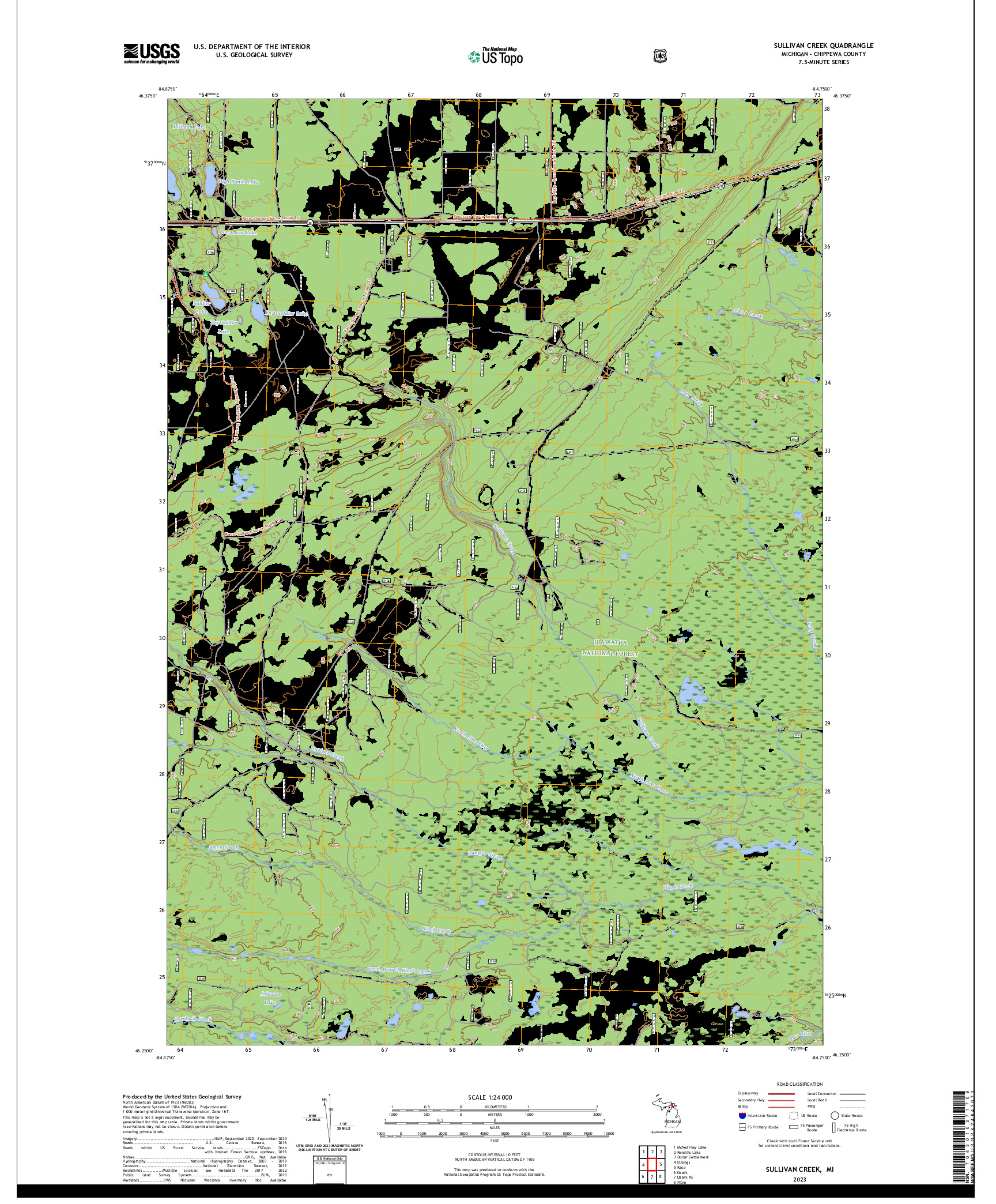 US TOPO 7.5-MINUTE MAP FOR SULLIVAN CREEK, MI