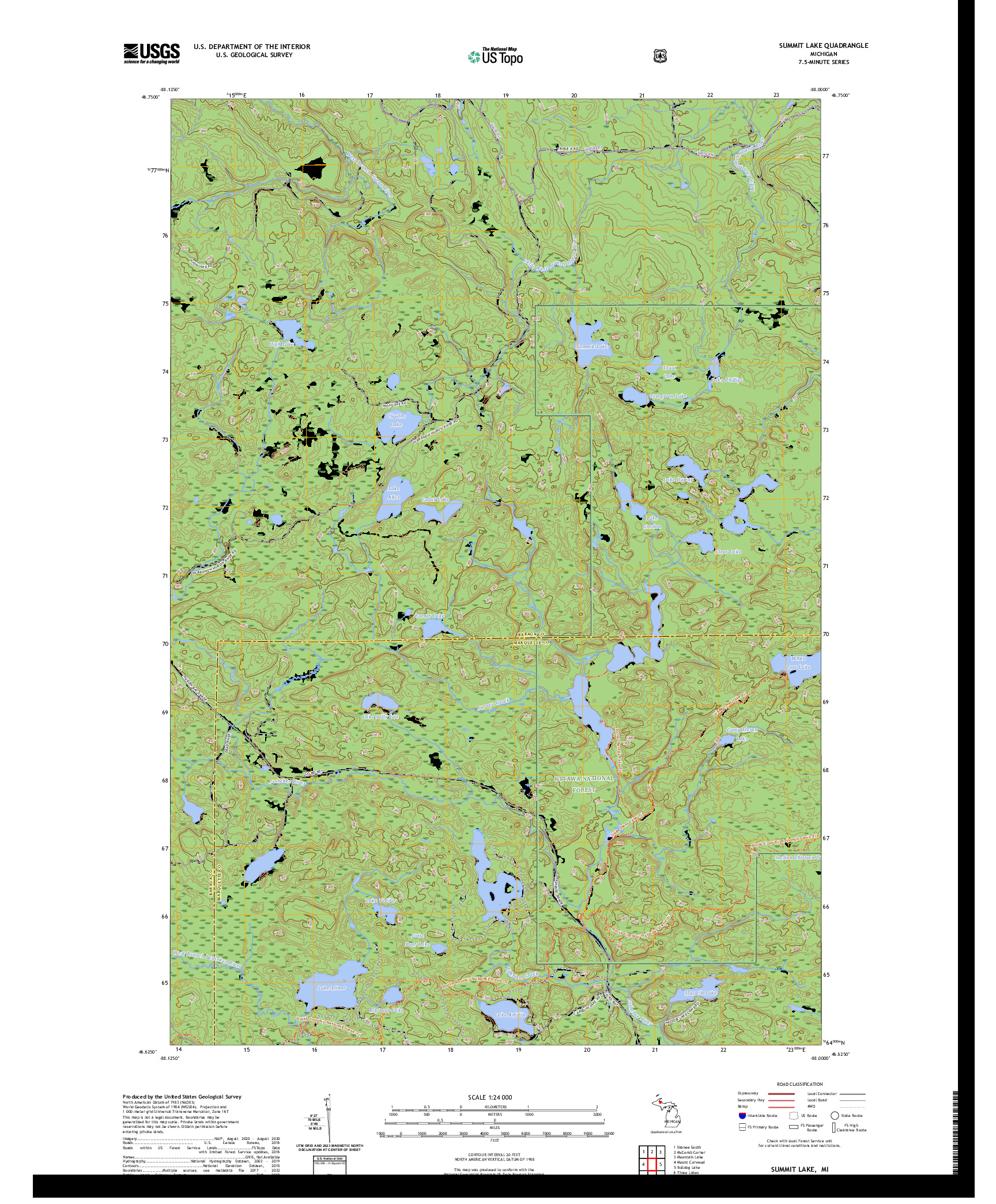 US TOPO 7.5-MINUTE MAP FOR SUMMIT LAKE, MI