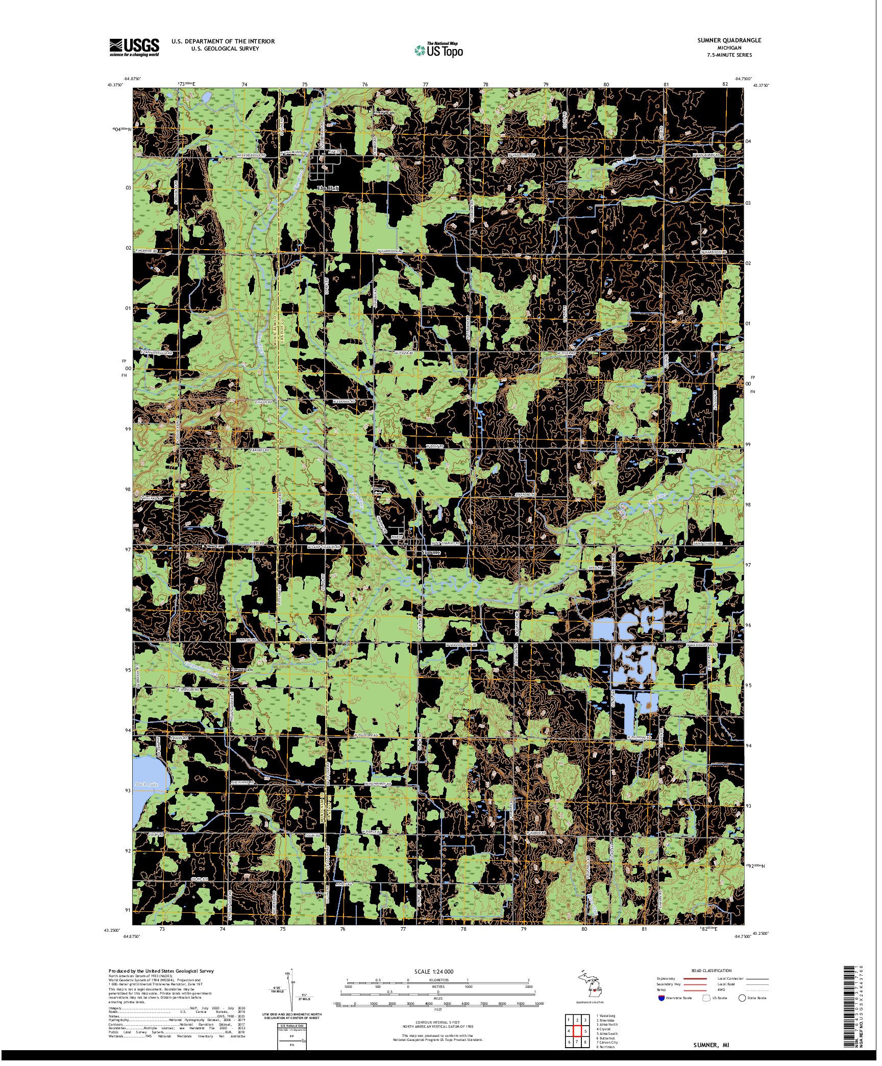 US TOPO 7.5-MINUTE MAP FOR SUMNER, MI