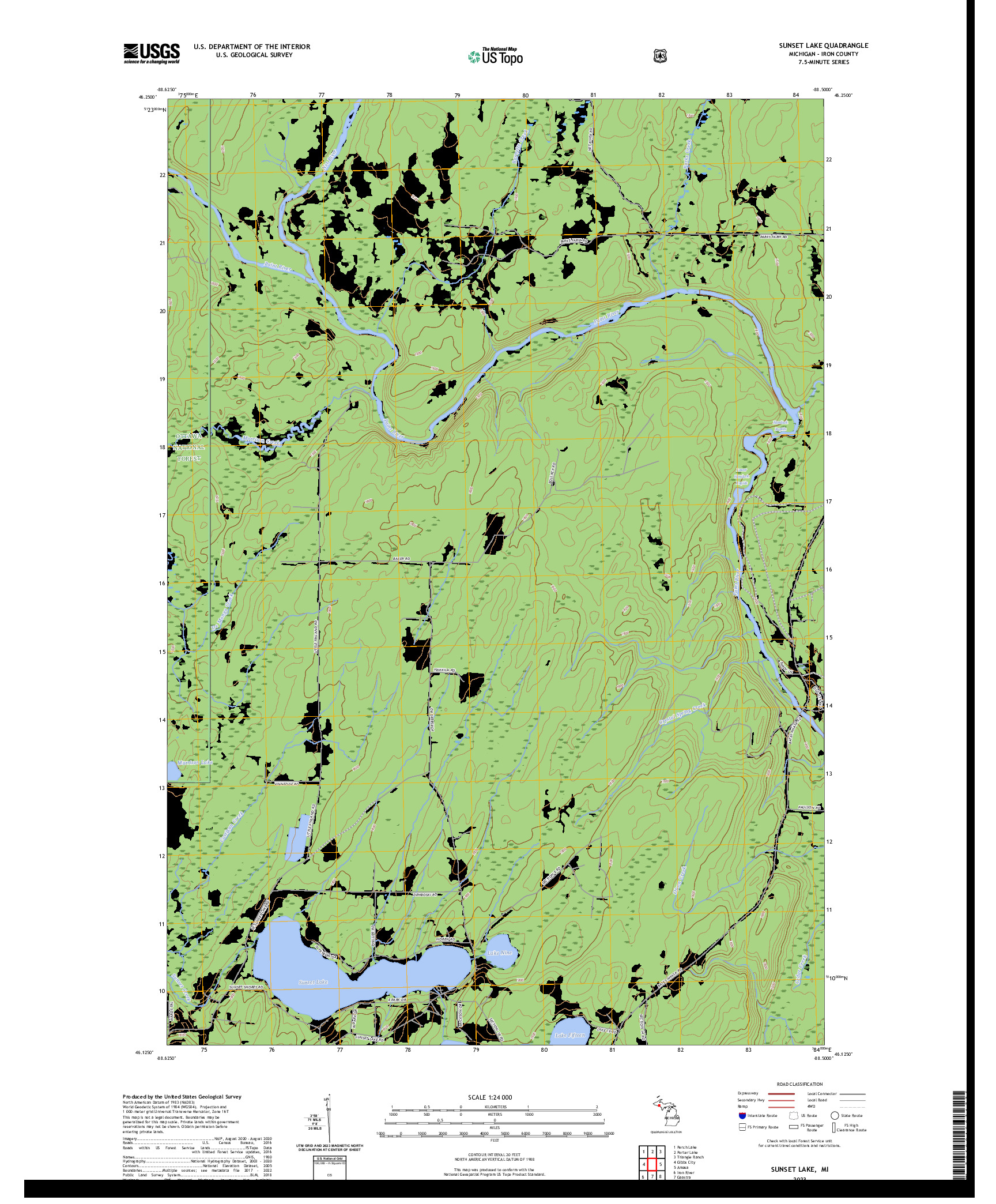 US TOPO 7.5-MINUTE MAP FOR SUNSET LAKE, MI