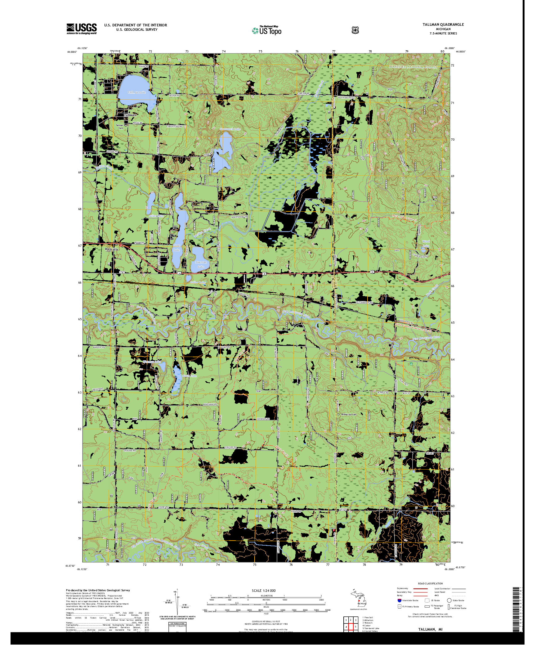 US TOPO 7.5-MINUTE MAP FOR TALLMAN, MI