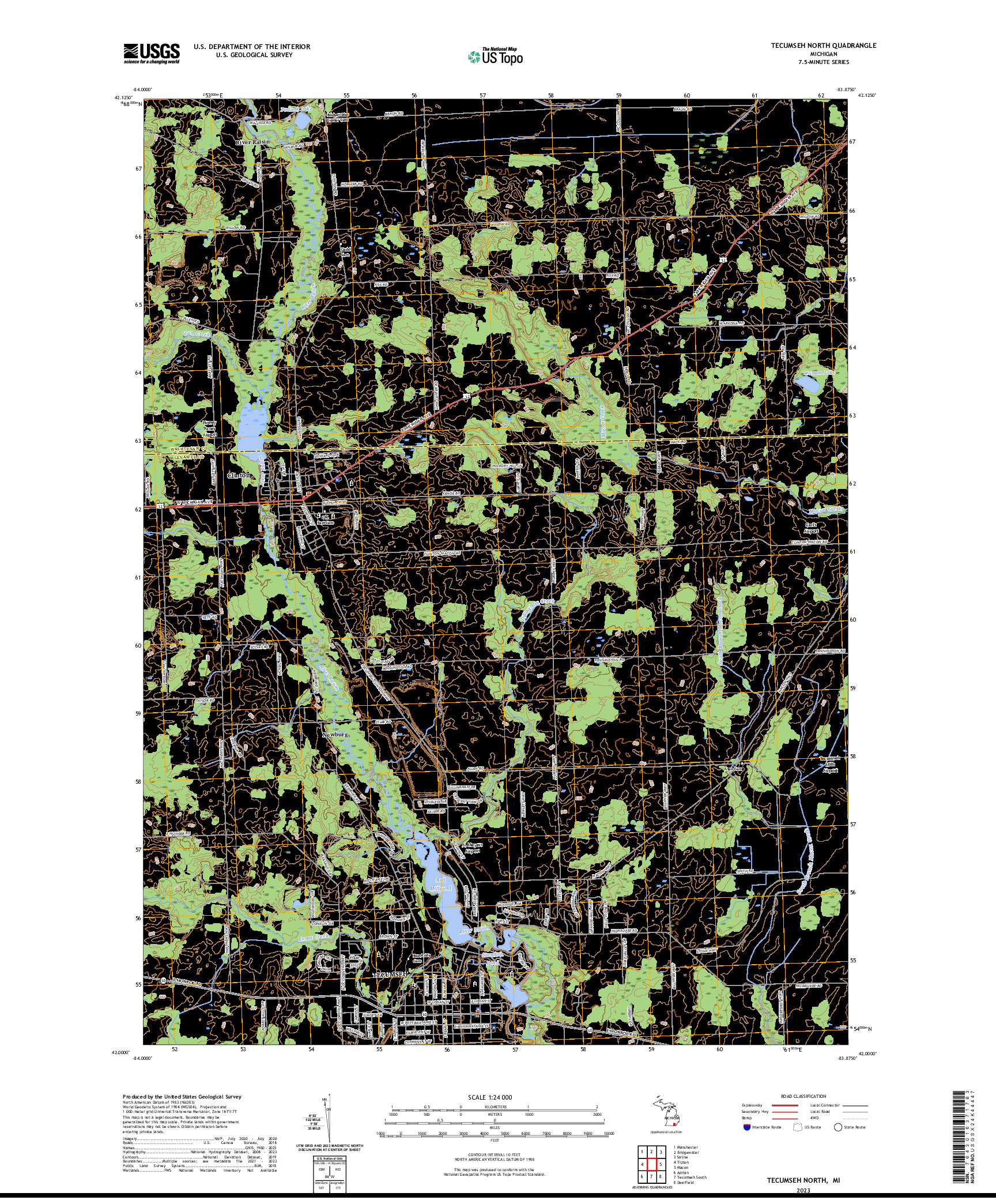 US TOPO 7.5-MINUTE MAP FOR TECUMSEH NORTH, MI