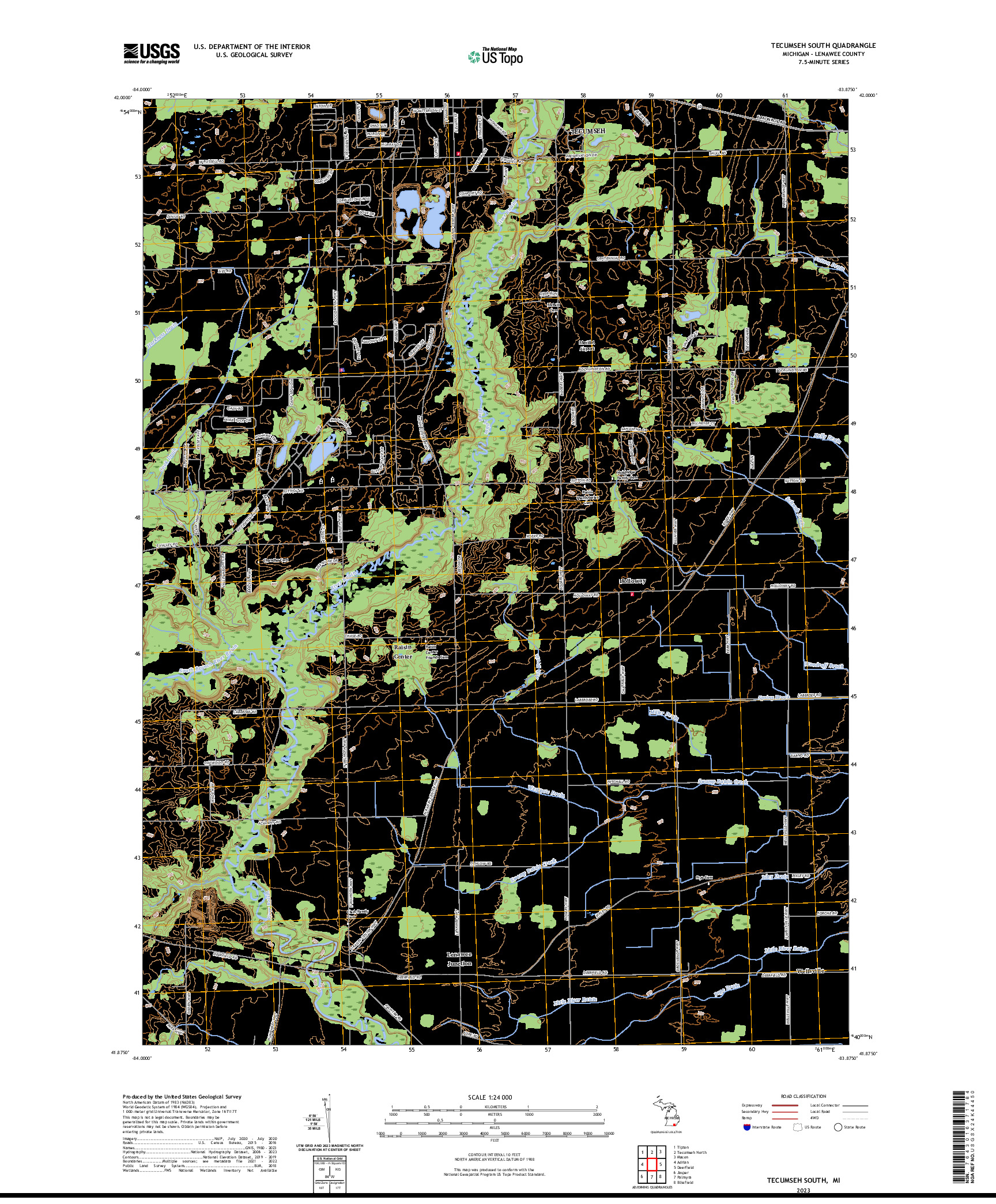 US TOPO 7.5-MINUTE MAP FOR TECUMSEH SOUTH, MI