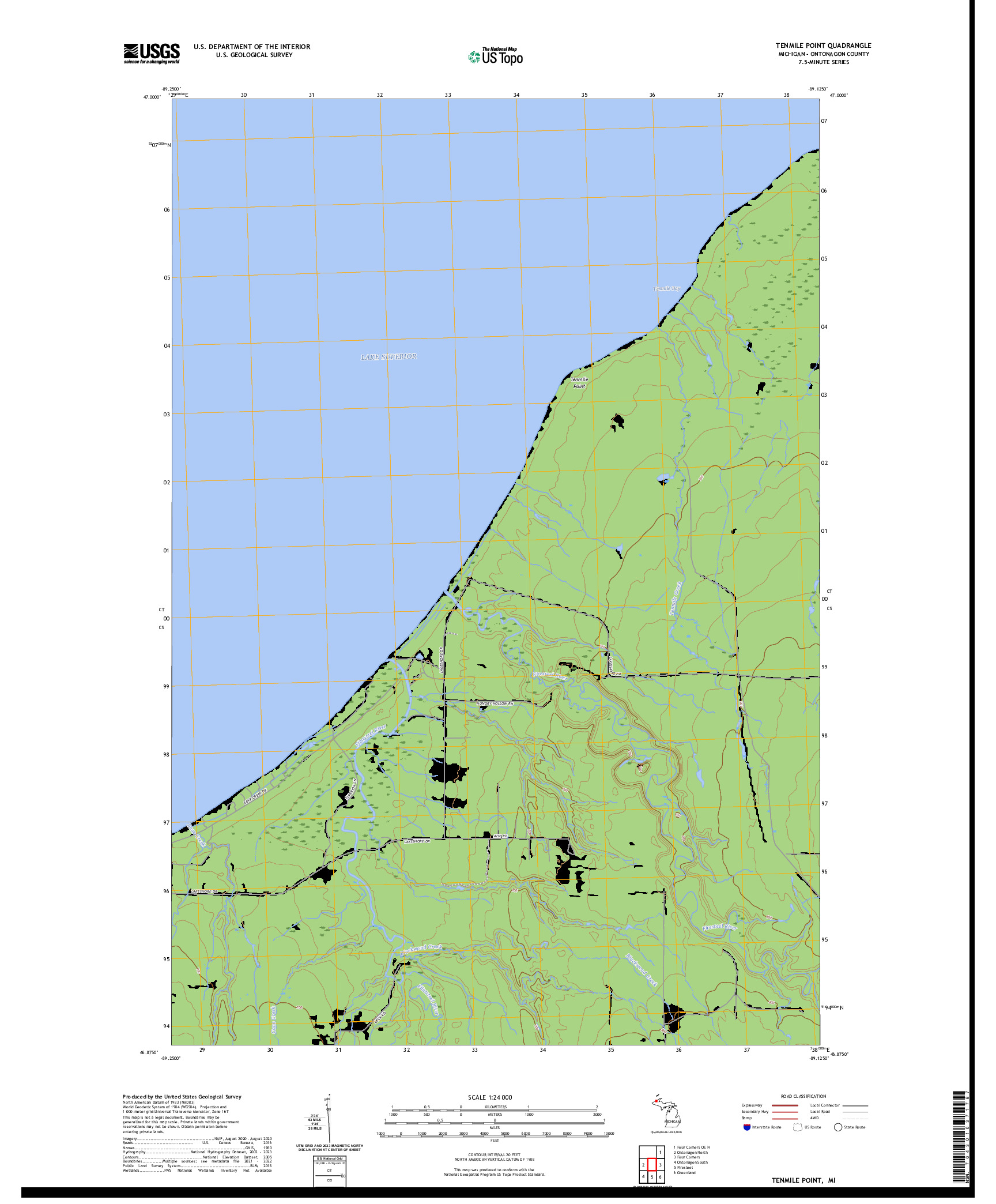 US TOPO 7.5-MINUTE MAP FOR TENMILE POINT, MI