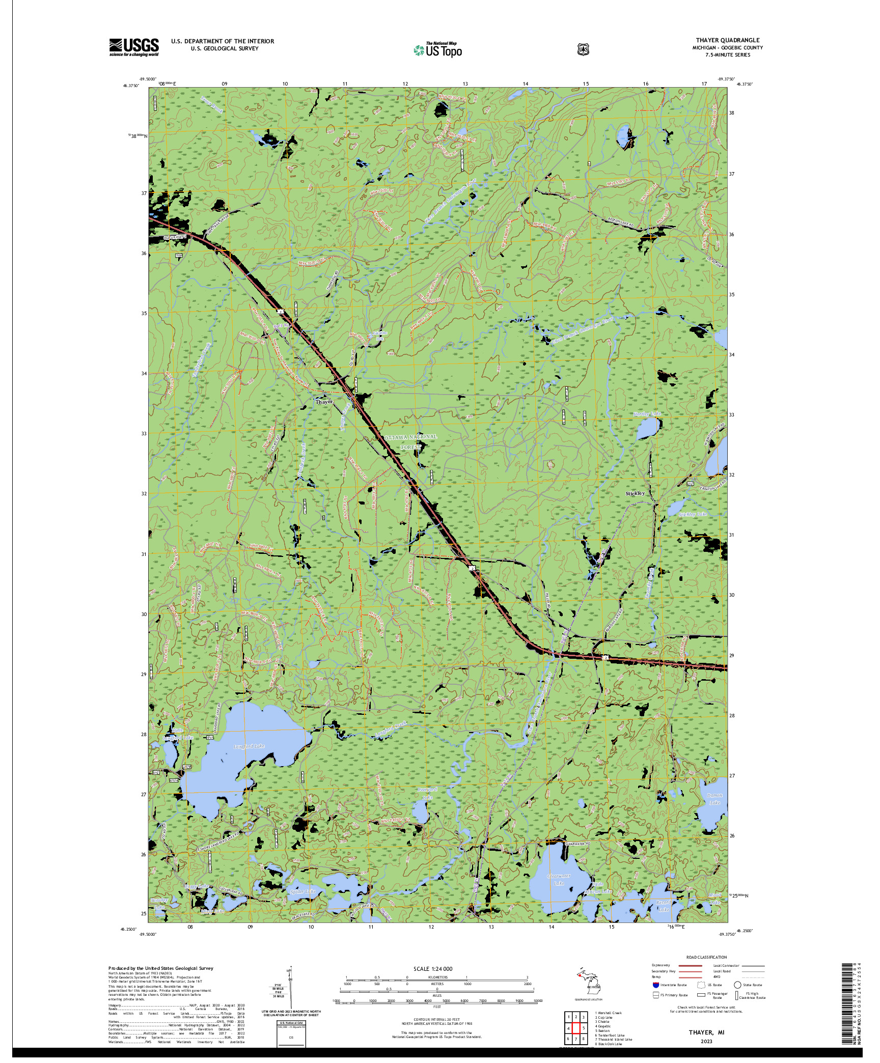 US TOPO 7.5-MINUTE MAP FOR THAYER, MI