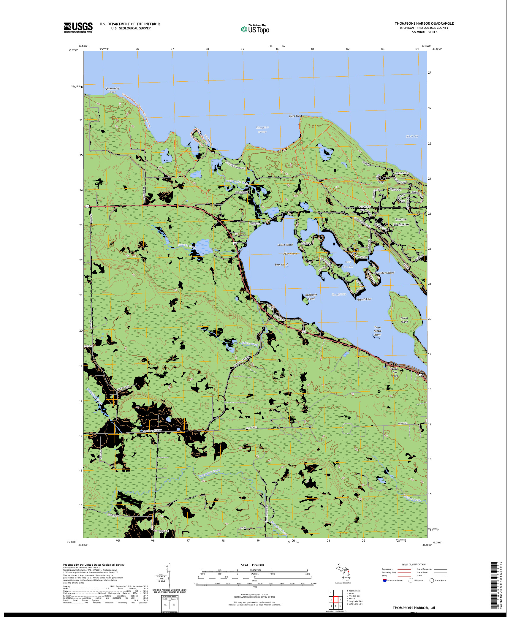 US TOPO 7.5-MINUTE MAP FOR THOMPSONS HARBOR, MI