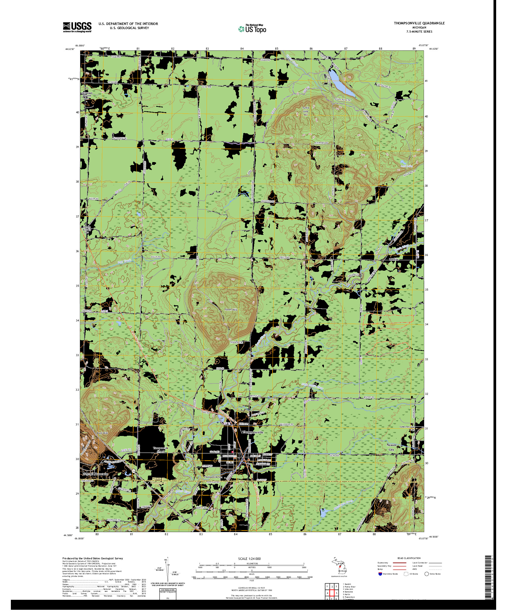 US TOPO 7.5-MINUTE MAP FOR THOMPSONVILLE, MI