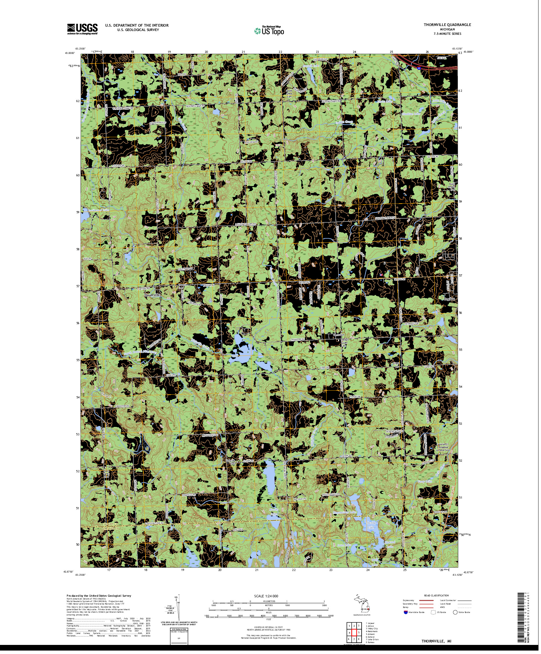 US TOPO 7.5-MINUTE MAP FOR THORNVILLE, MI