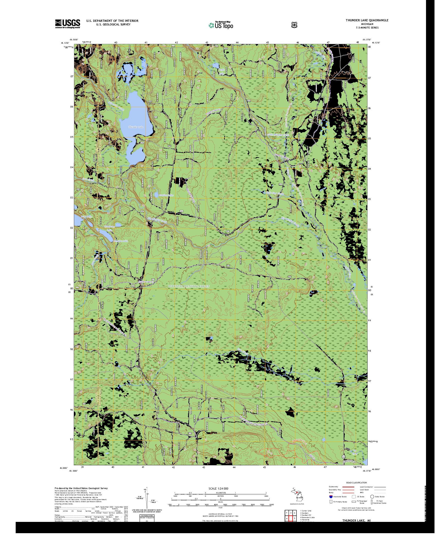 US TOPO 7.5-MINUTE MAP FOR THUNDER LAKE, MI