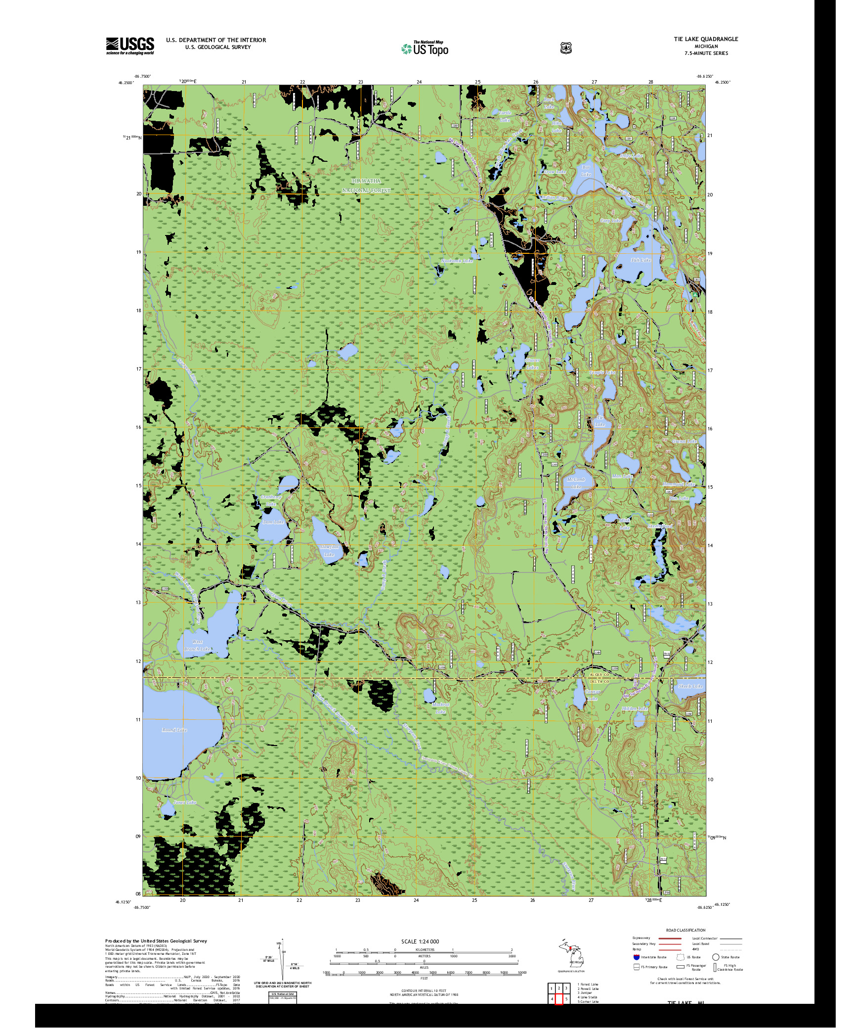 US TOPO 7.5-MINUTE MAP FOR TIE LAKE, MI