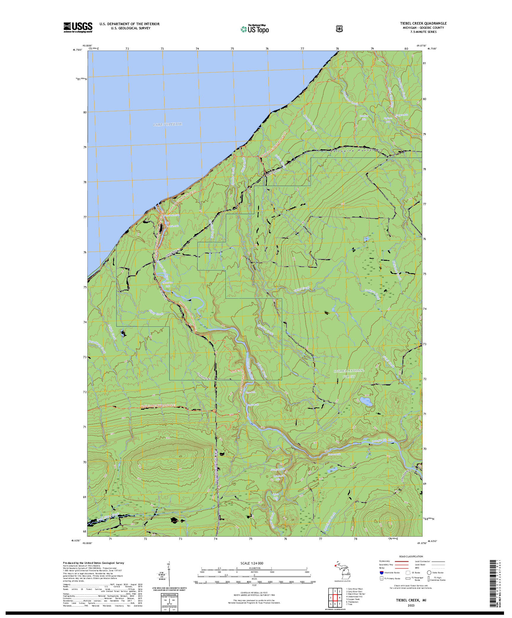 US TOPO 7.5-MINUTE MAP FOR TIEBEL CREEK, MI