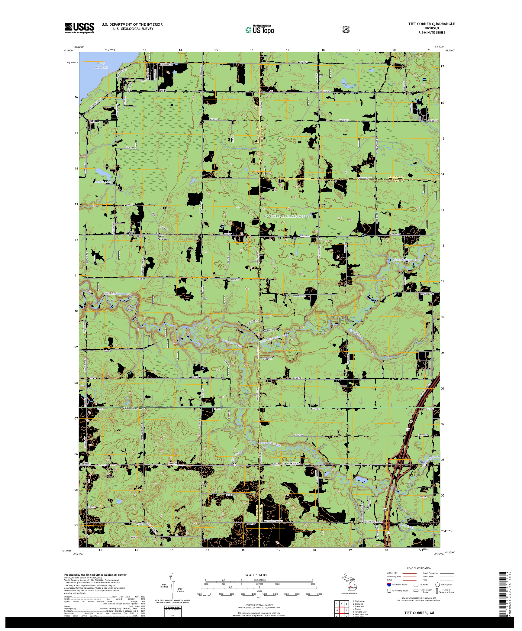 US TOPO 7.5-MINUTE MAP FOR TIFT CORNER, MI