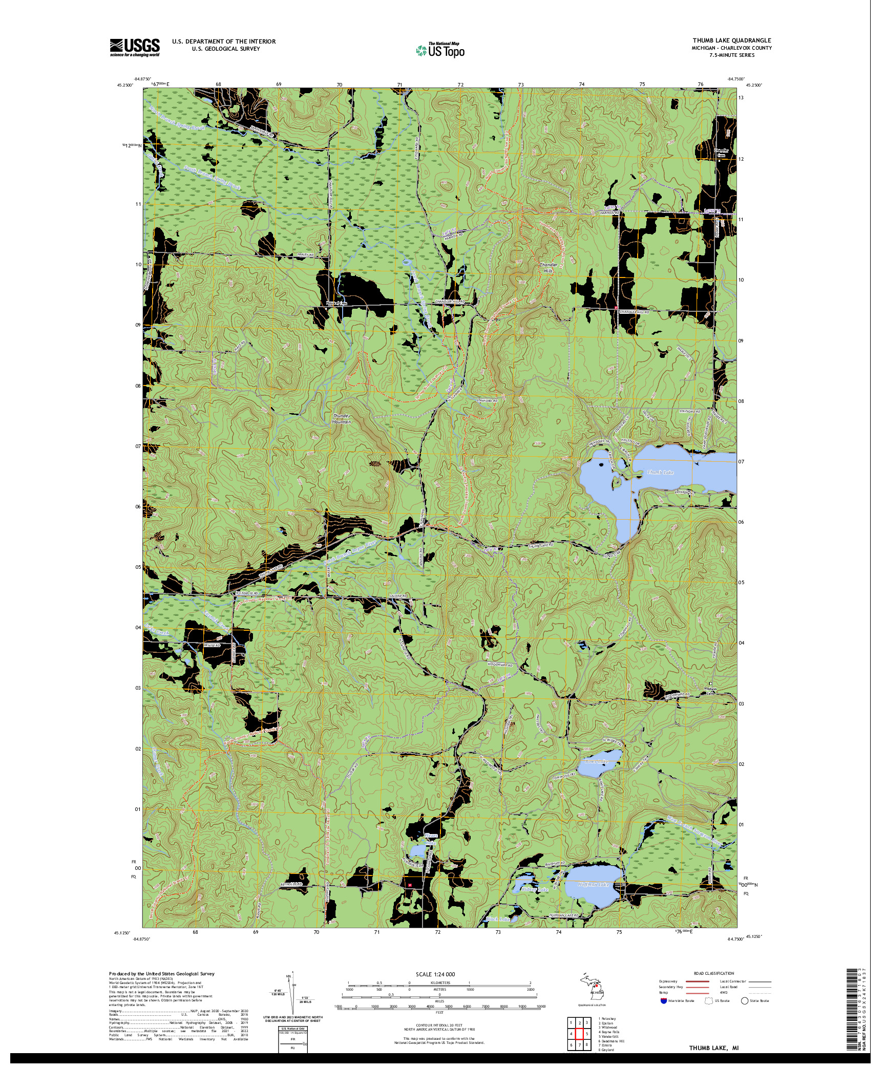 US TOPO 7.5-MINUTE MAP FOR THUMB LAKE, MI