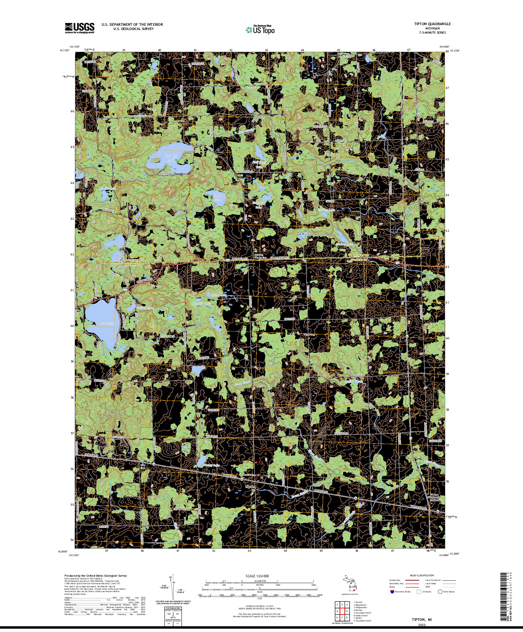 US TOPO 7.5-MINUTE MAP FOR TIPTON, MI