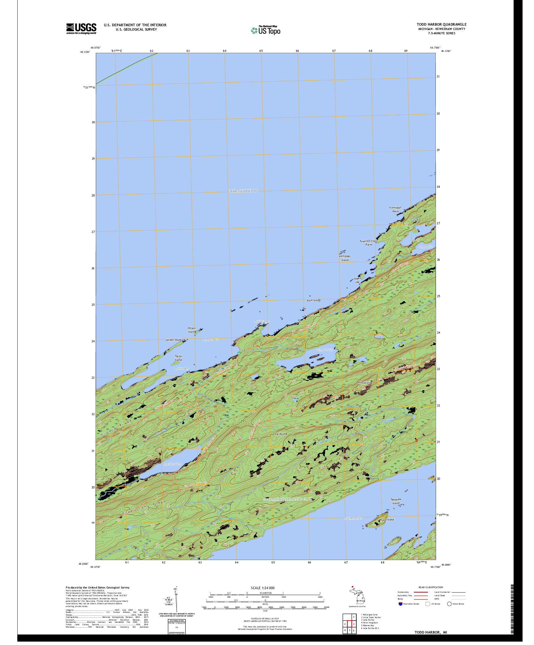 US TOPO 7.5-MINUTE MAP FOR TODD HARBOR, MI