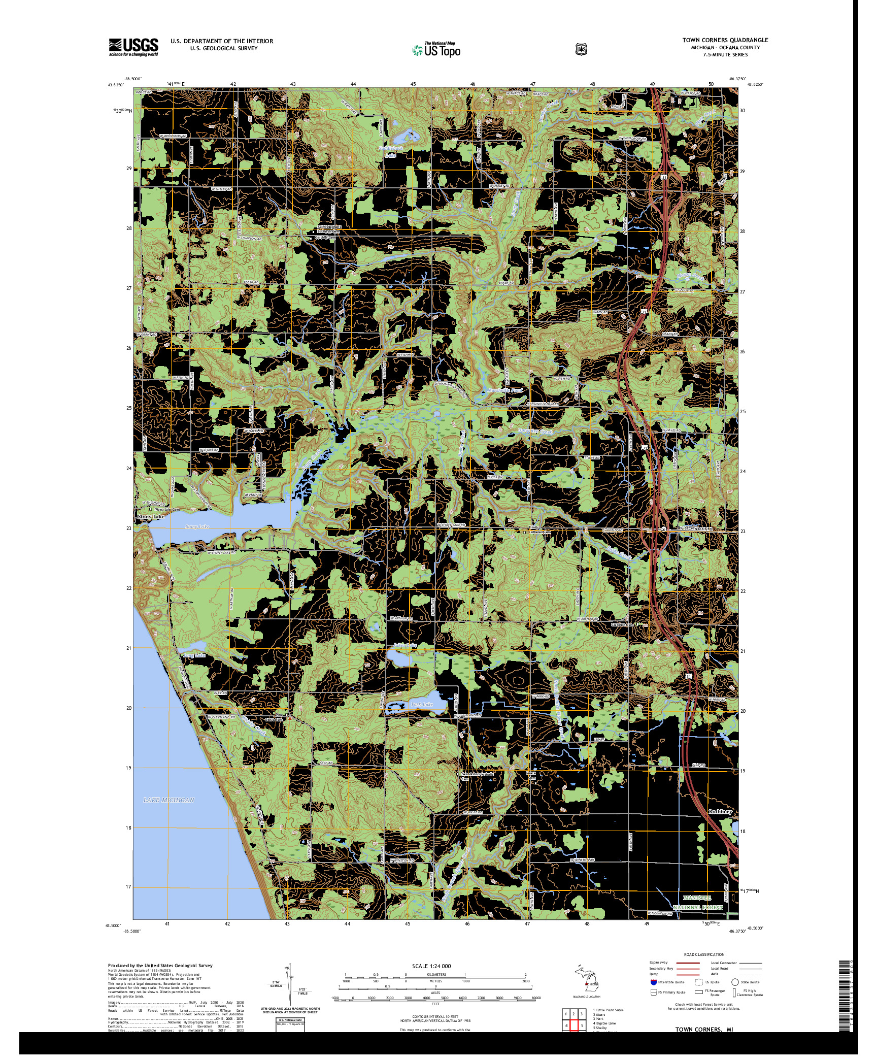 US TOPO 7.5-MINUTE MAP FOR TOWN CORNERS, MI