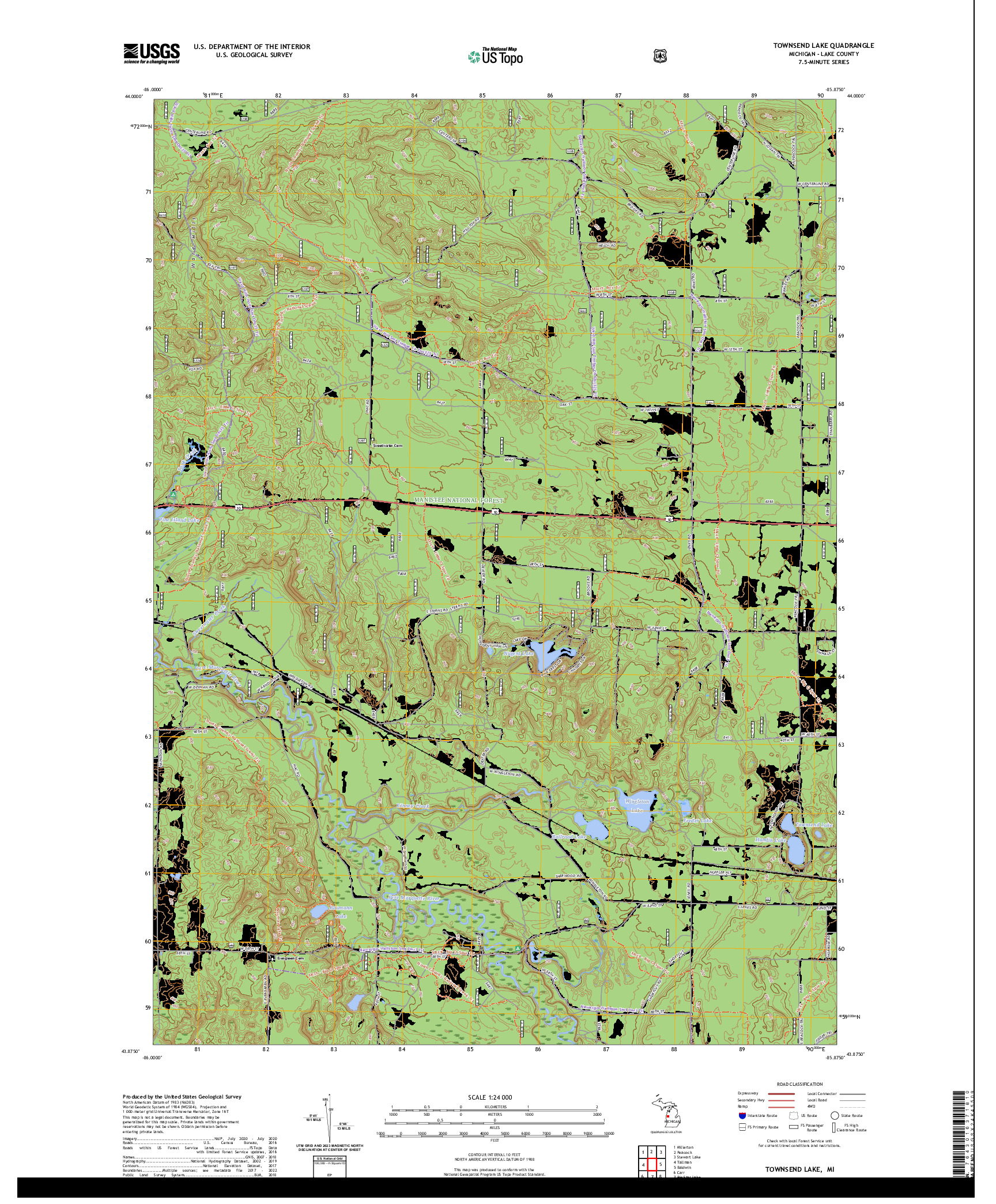 US TOPO 7.5-MINUTE MAP FOR TOWNSEND LAKE, MI