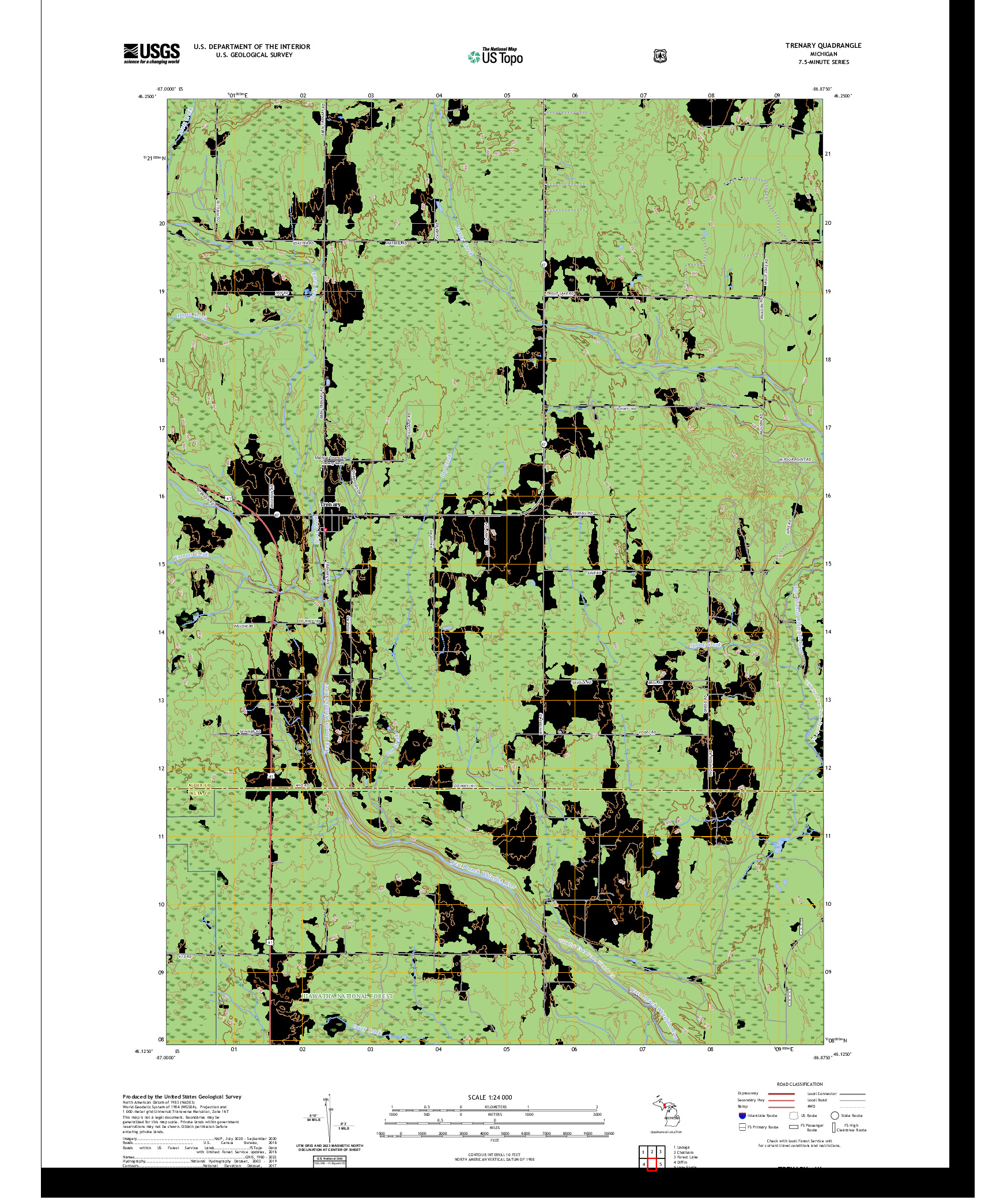 US TOPO 7.5-MINUTE MAP FOR TRENARY, MI