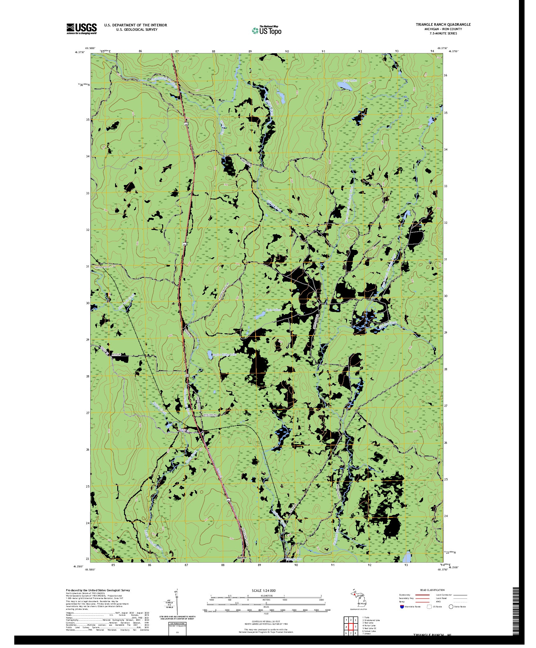 US TOPO 7.5-MINUTE MAP FOR TRIANGLE RANCH, MI