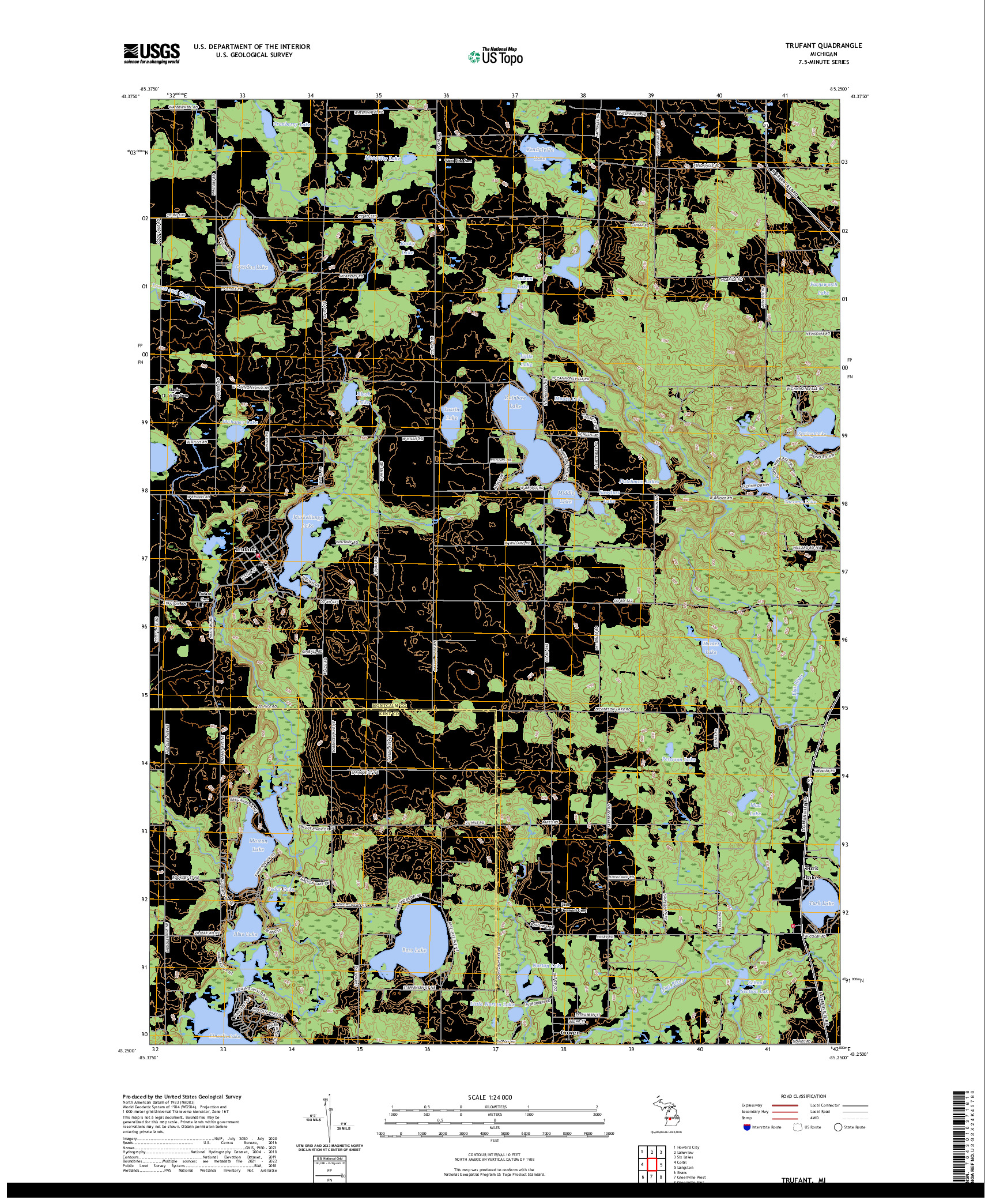 US TOPO 7.5-MINUTE MAP FOR TRUFANT, MI