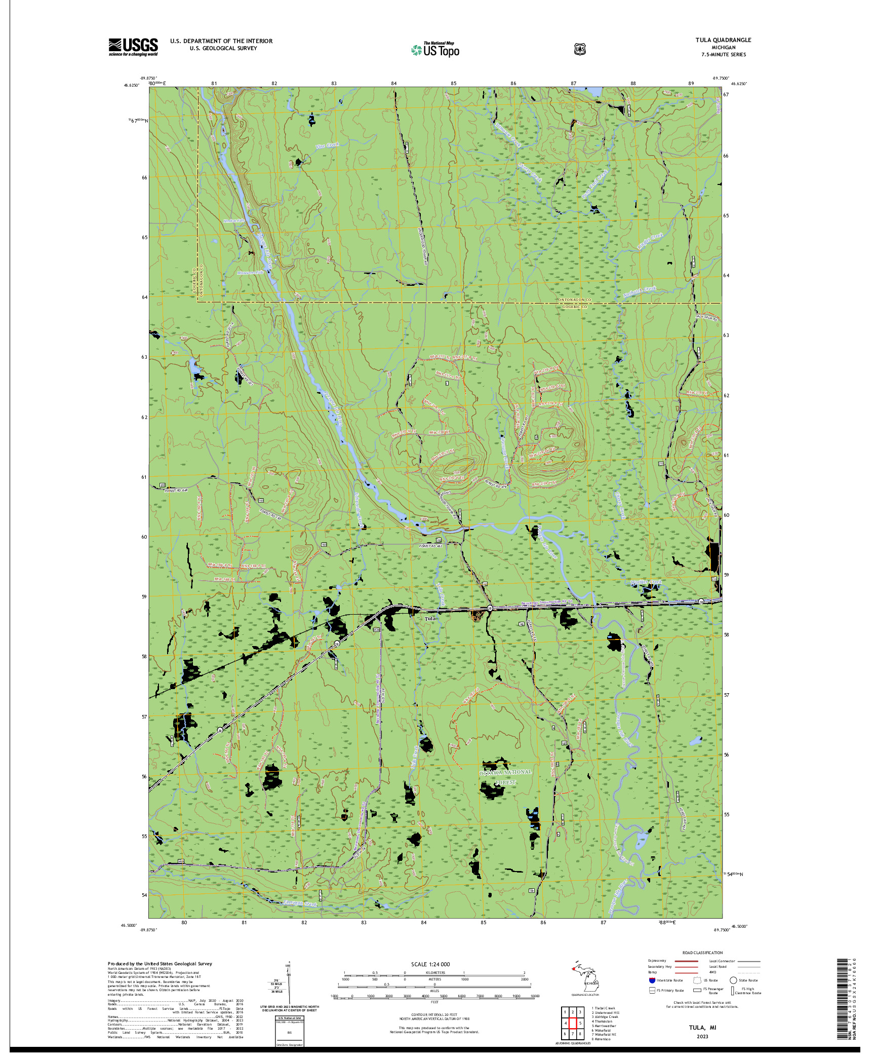 US TOPO 7.5-MINUTE MAP FOR TULA, MI