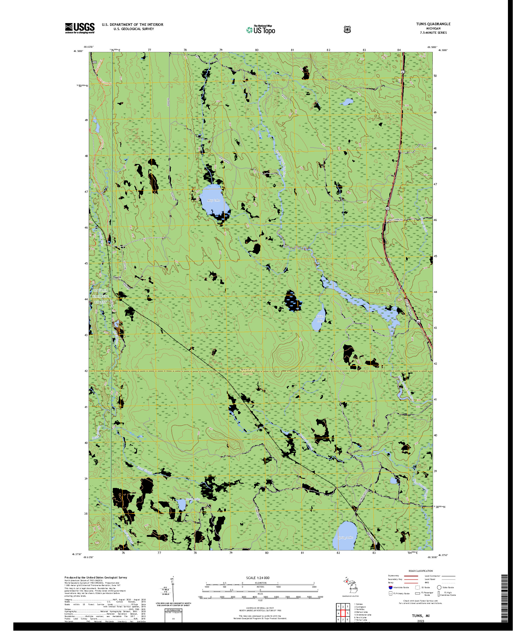 US TOPO 7.5-MINUTE MAP FOR TUNIS, MI