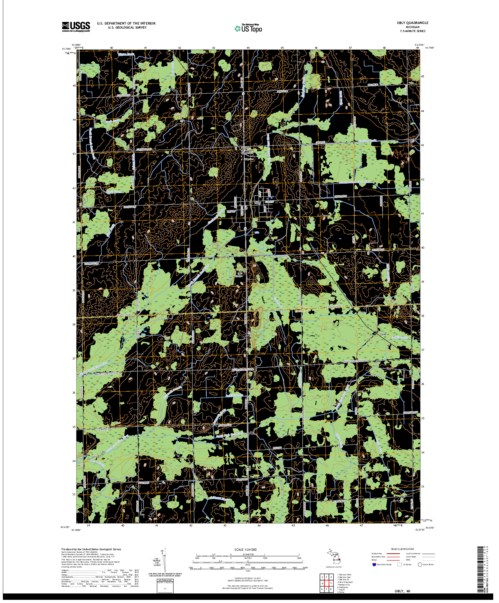 US TOPO 7.5-MINUTE MAP FOR UBLY, MI