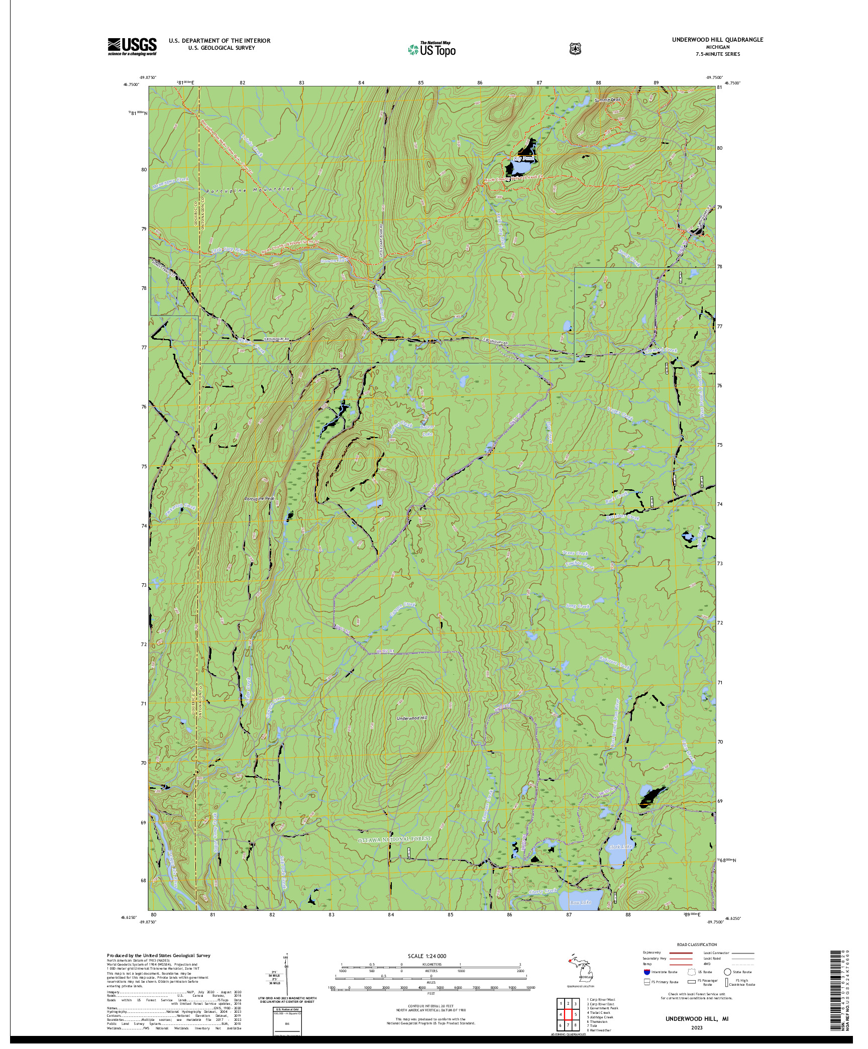 US TOPO 7.5-MINUTE MAP FOR UNDERWOOD HILL, MI