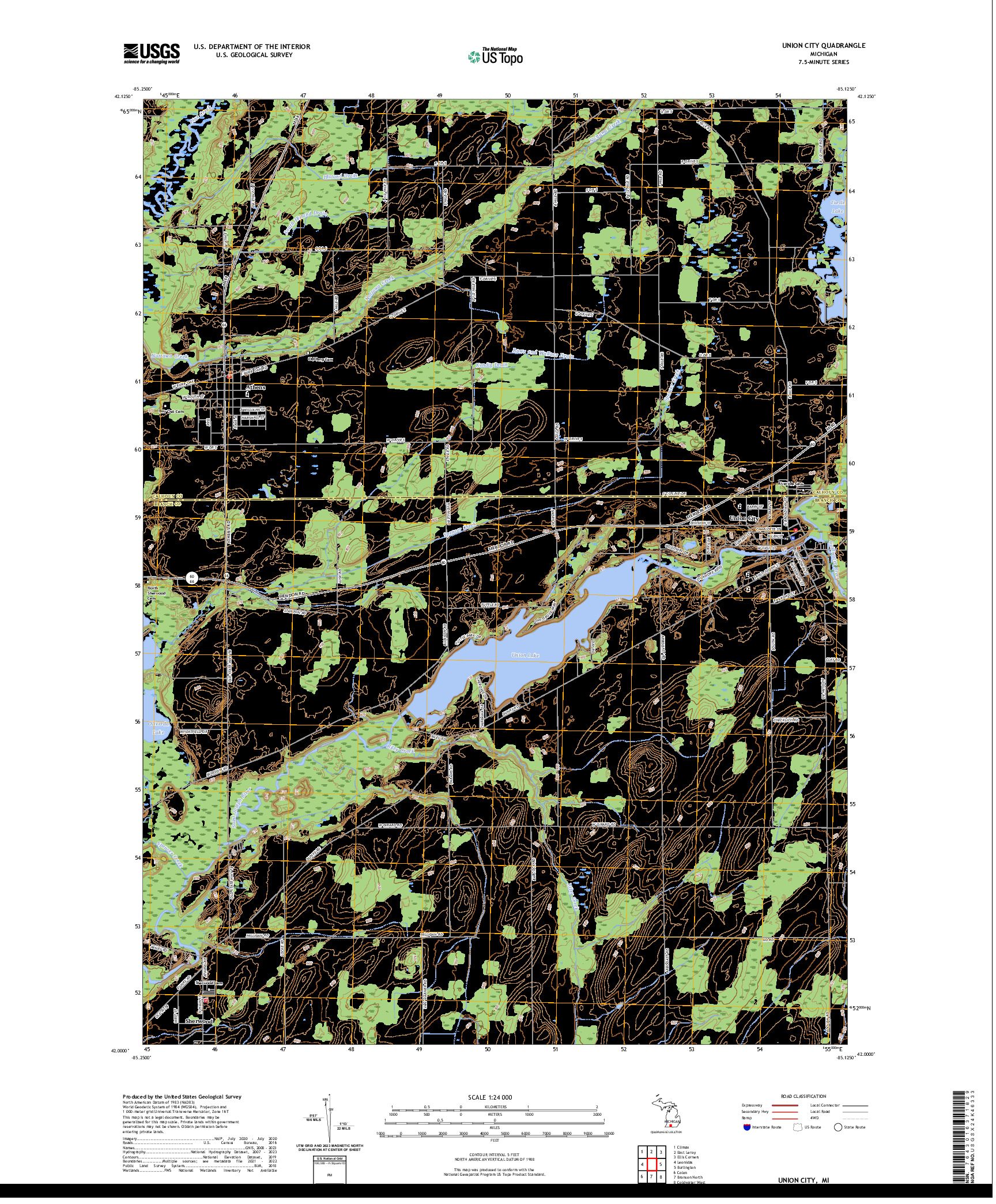 US TOPO 7.5-MINUTE MAP FOR UNION CITY, MI