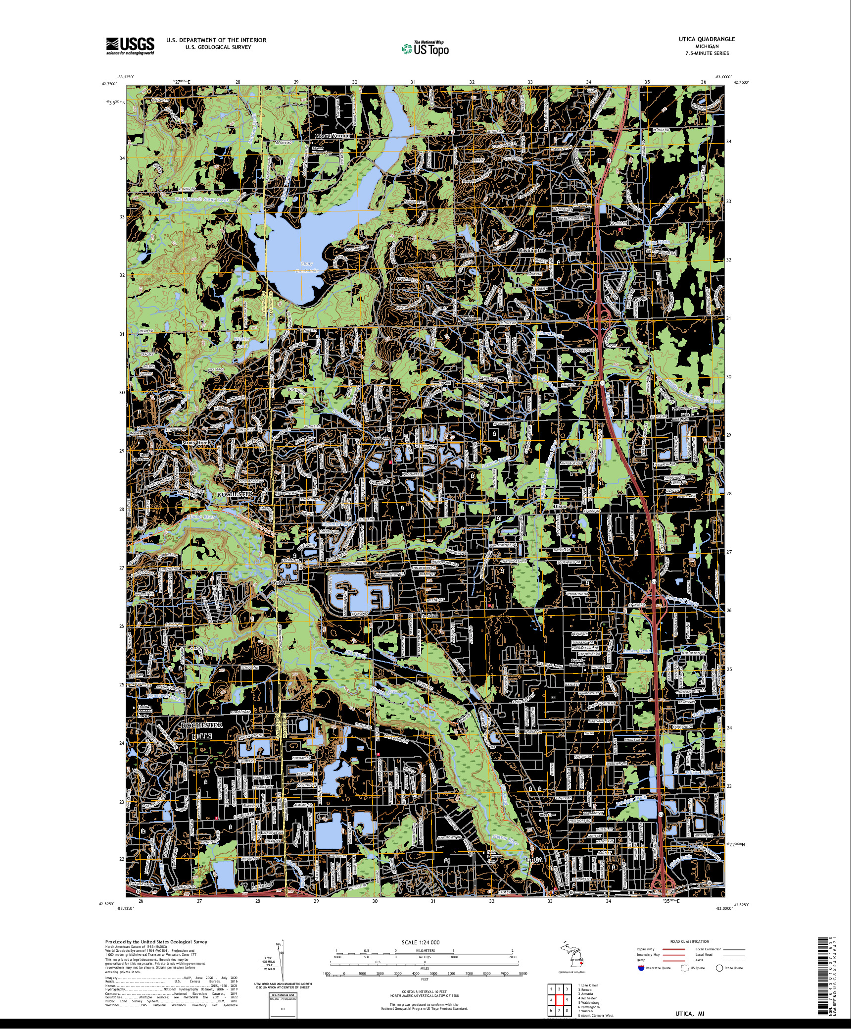 US TOPO 7.5-MINUTE MAP FOR UTICA, MI