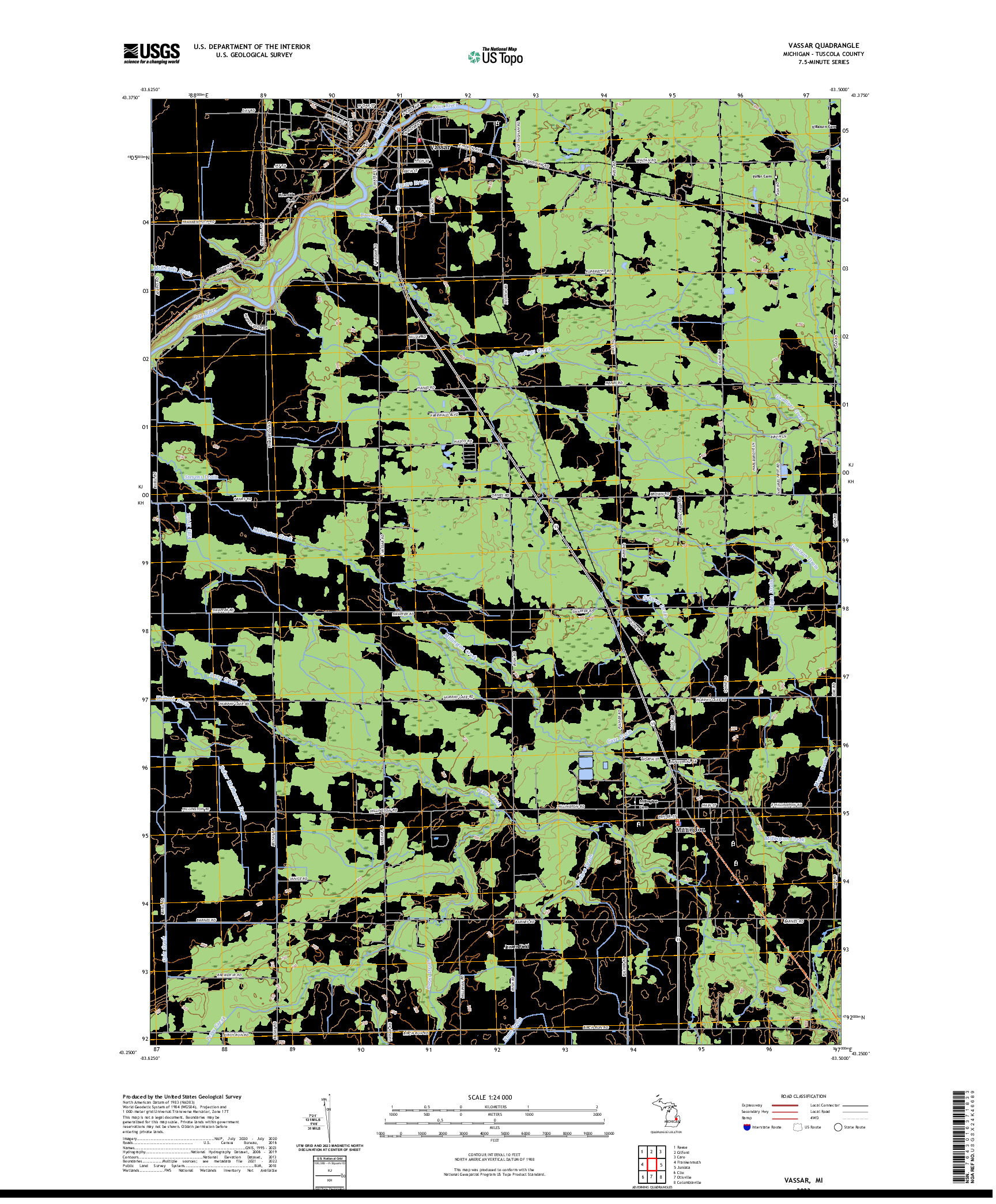 US TOPO 7.5-MINUTE MAP FOR VASSAR, MI