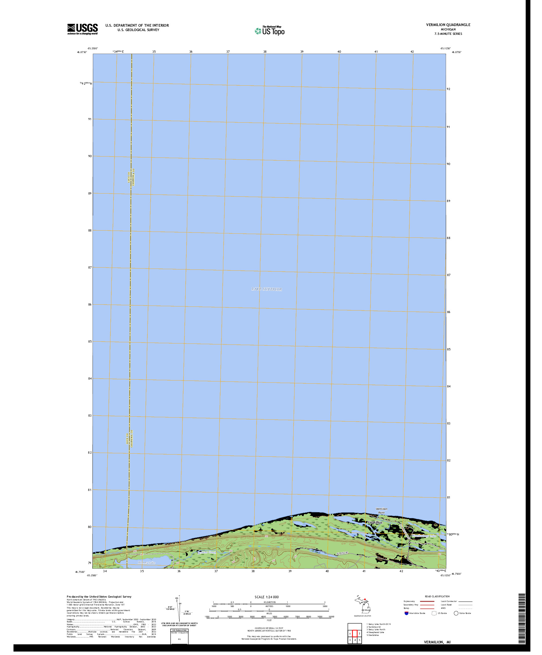 US TOPO 7.5-MINUTE MAP FOR VERMILION, MI