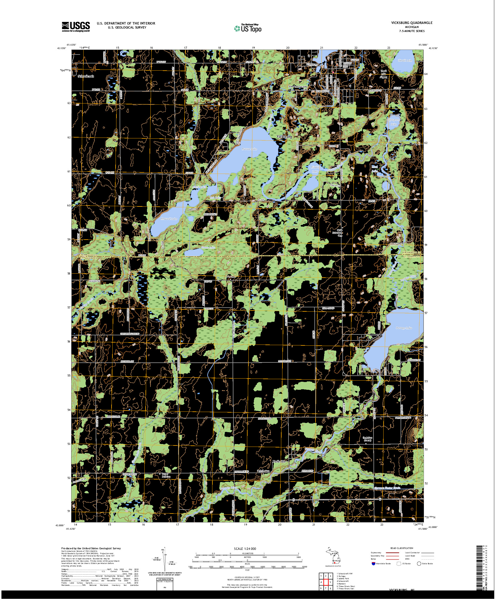 US TOPO 7.5-MINUTE MAP FOR VICKSBURG, MI