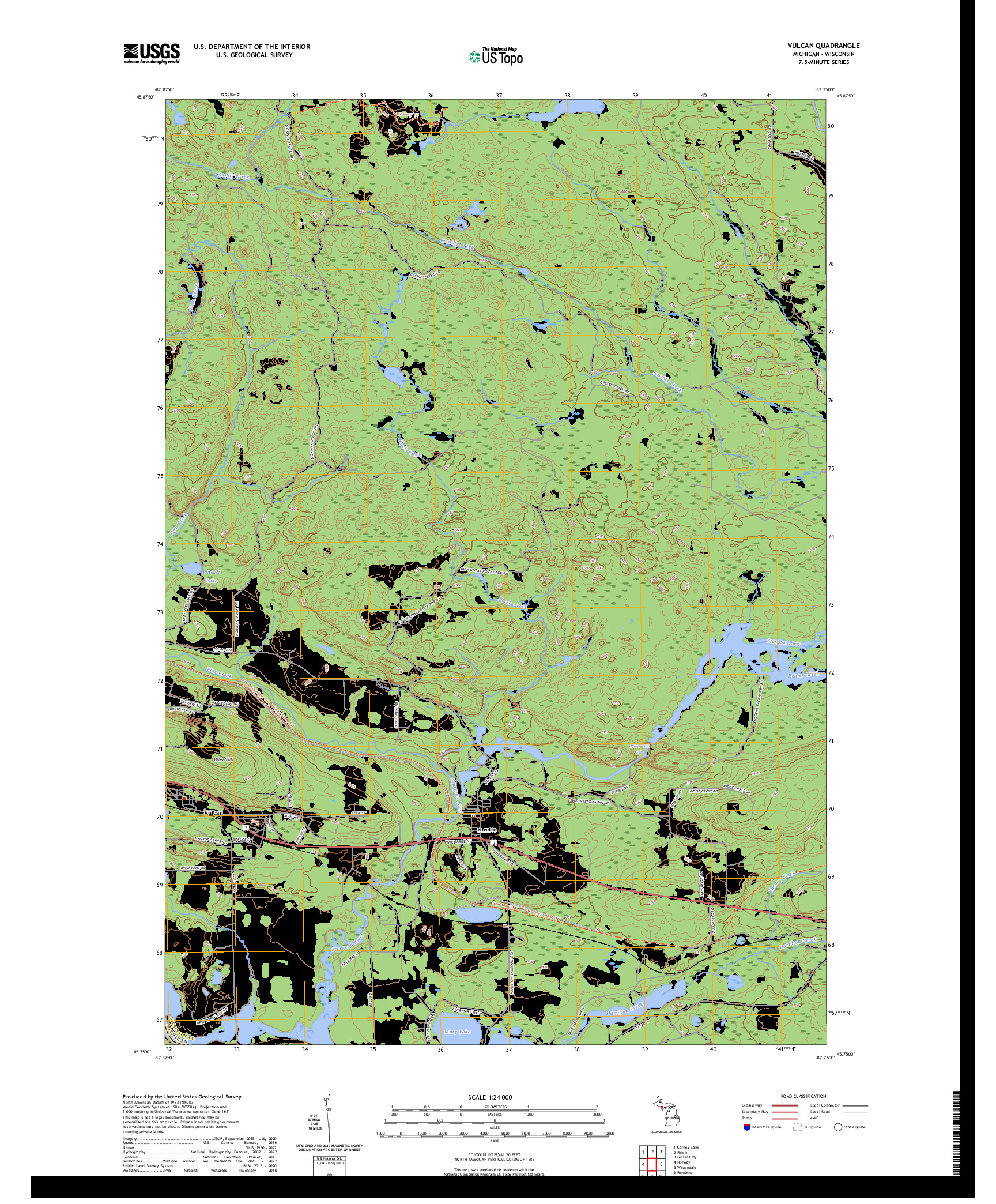 US TOPO 7.5-MINUTE MAP FOR VULCAN, MI,WI