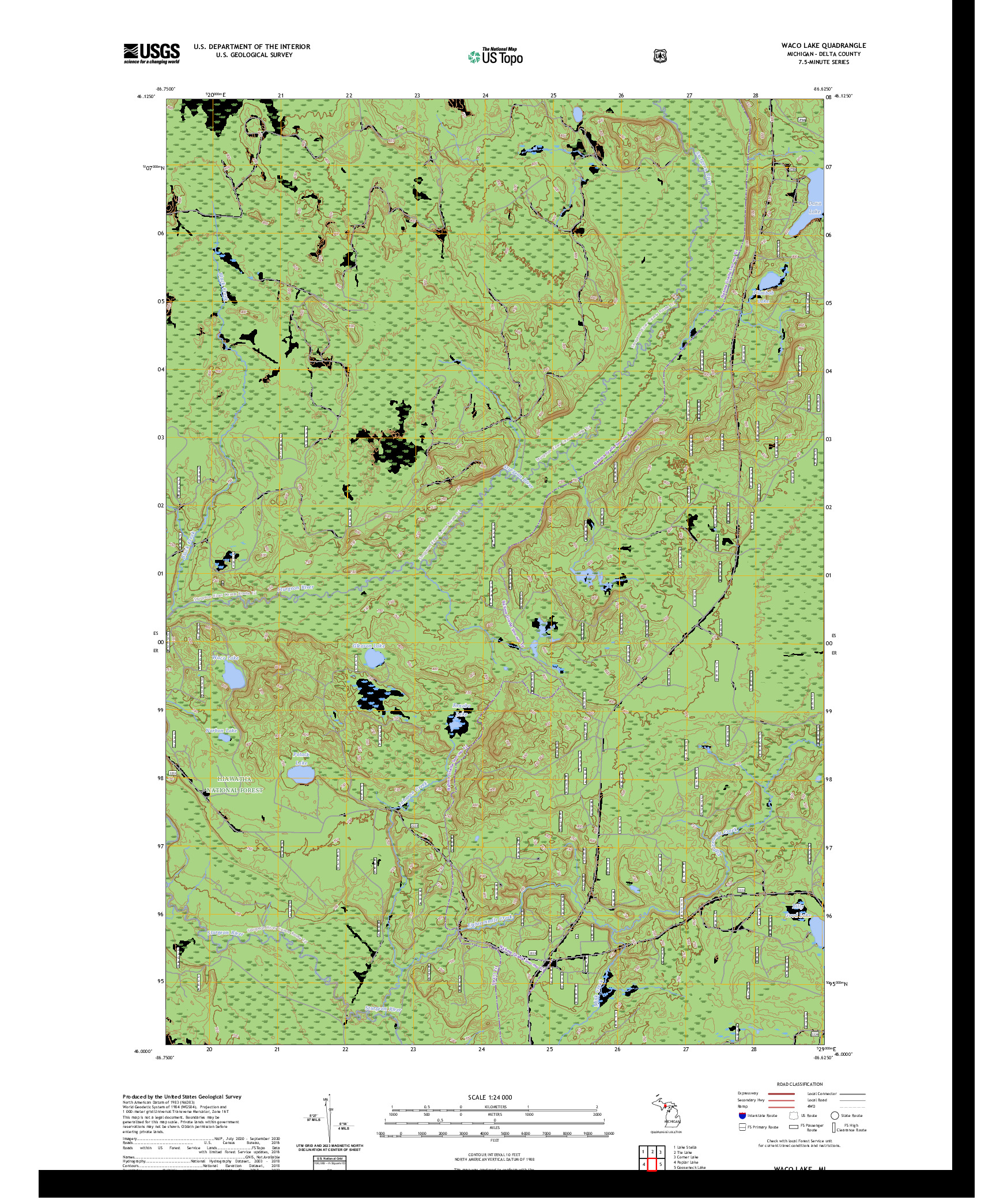 US TOPO 7.5-MINUTE MAP FOR WACO LAKE, MI