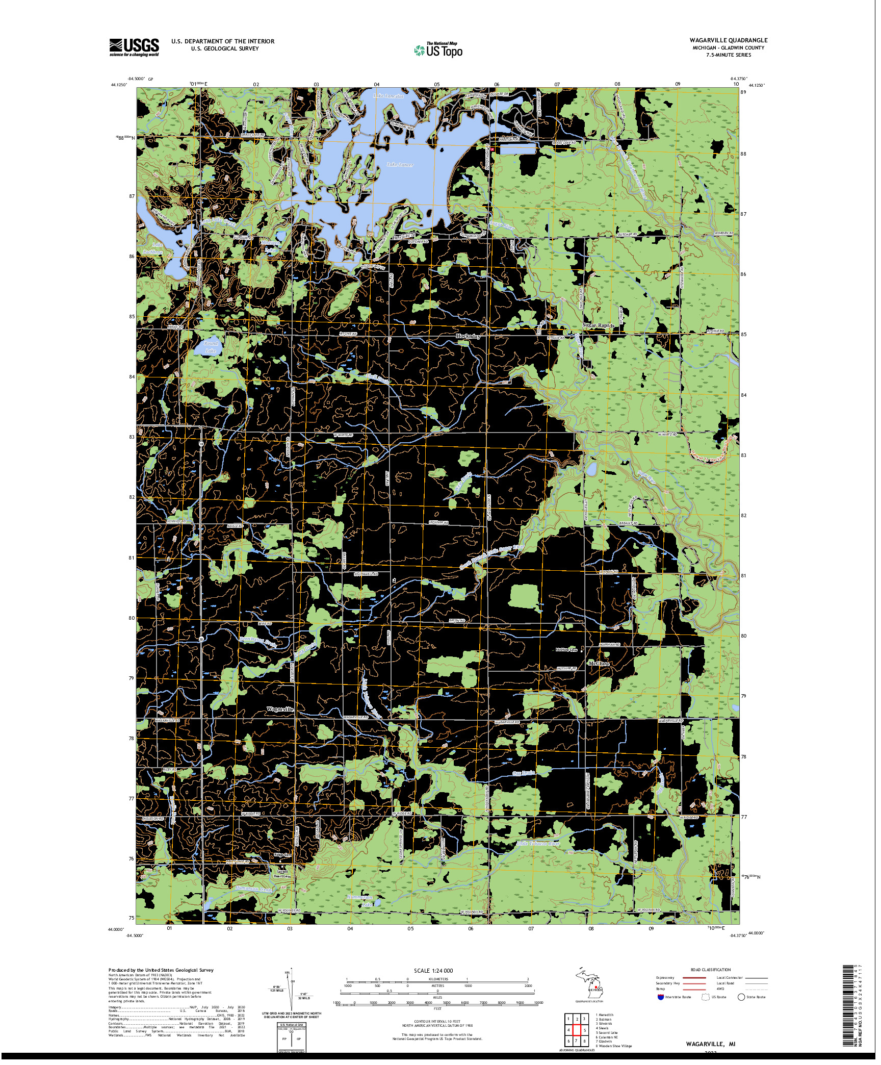 US TOPO 7.5-MINUTE MAP FOR WAGARVILLE, MI