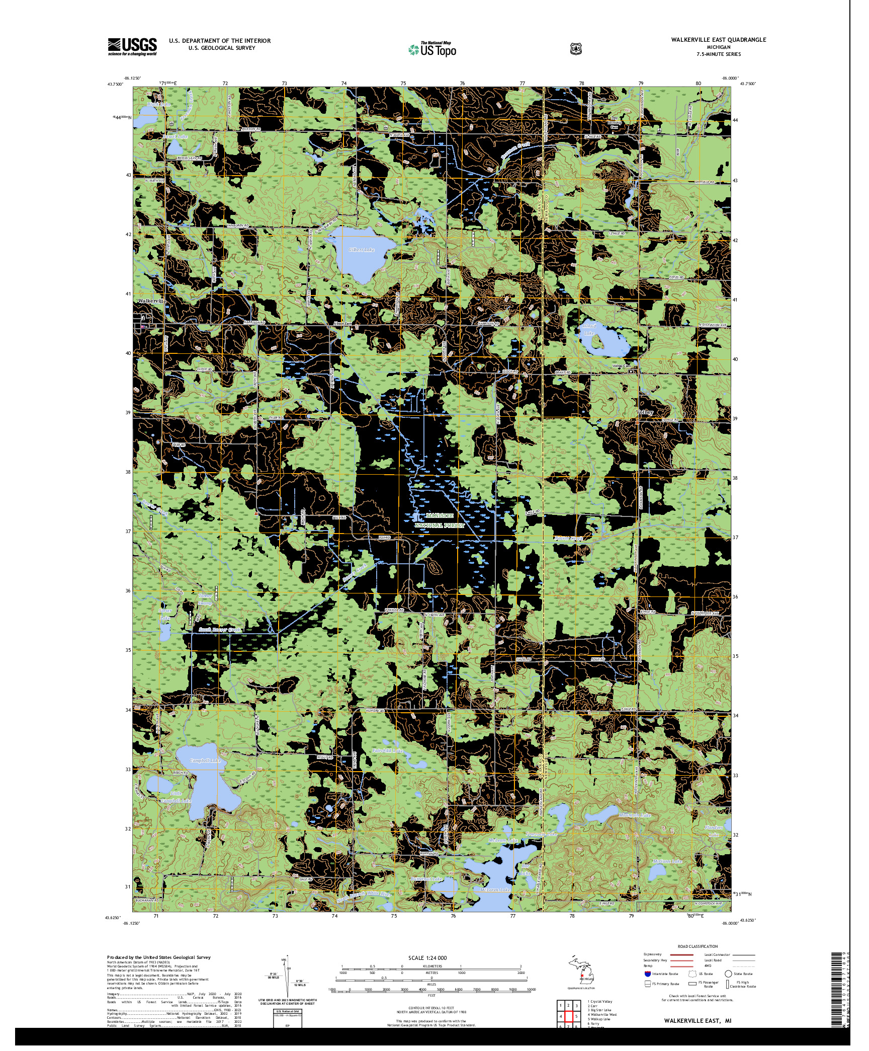 US TOPO 7.5-MINUTE MAP FOR WALKERVILLE EAST, MI