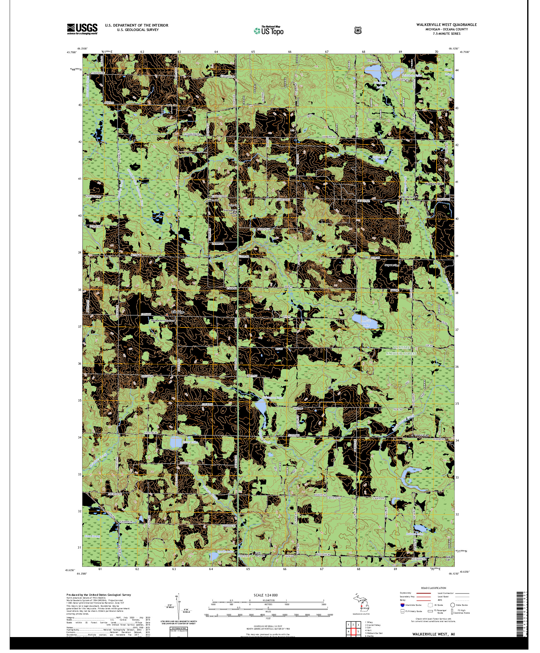 US TOPO 7.5-MINUTE MAP FOR WALKERVILLE WEST, MI