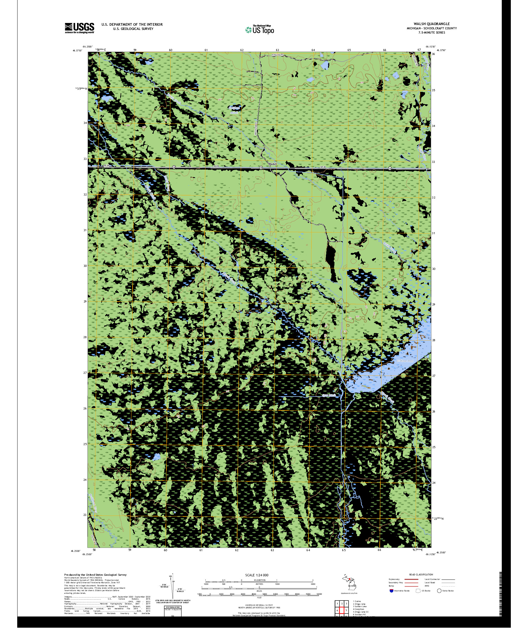 US TOPO 7.5-MINUTE MAP FOR WALSH, MI