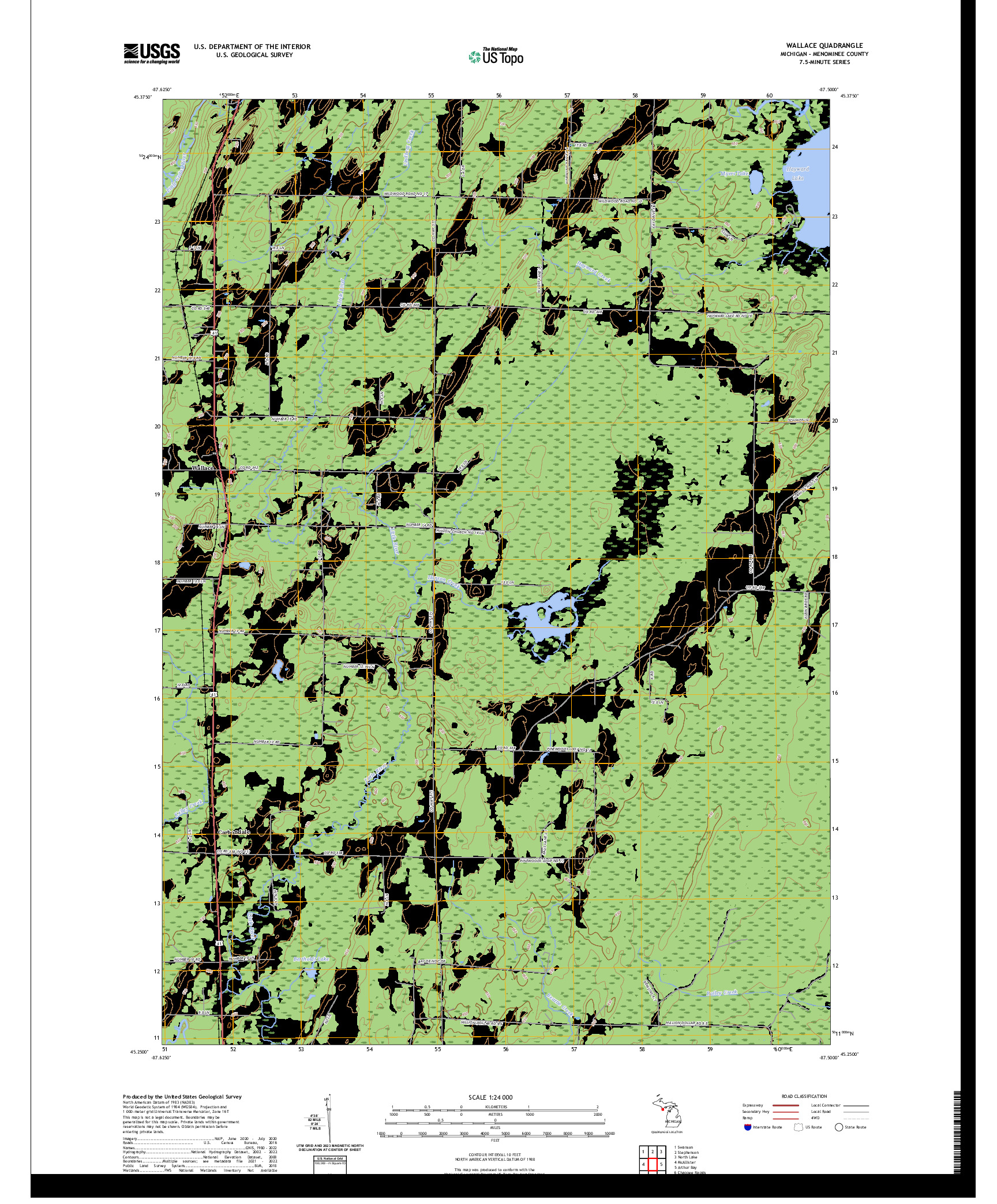 US TOPO 7.5-MINUTE MAP FOR WALLACE, MI