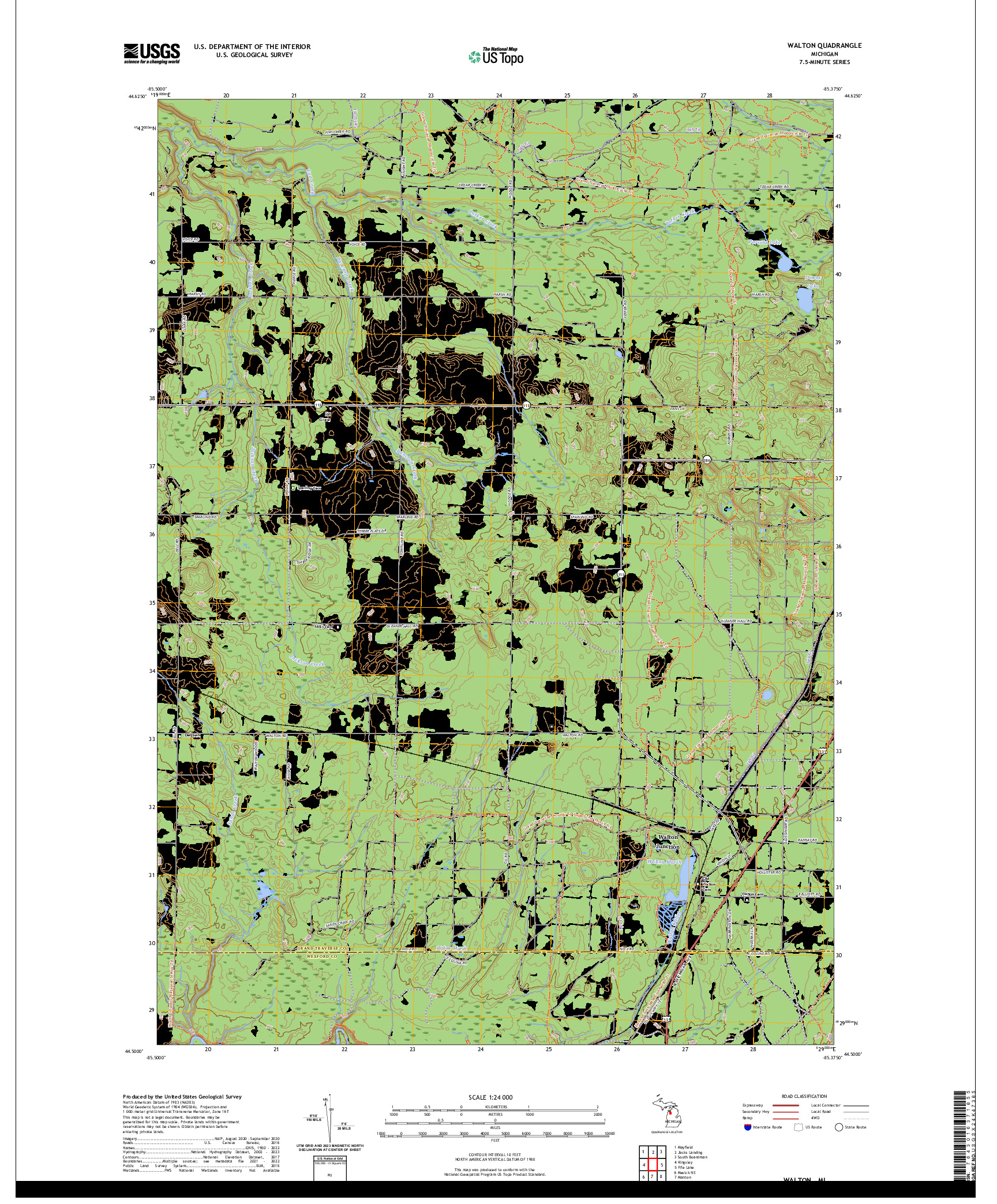 US TOPO 7.5-MINUTE MAP FOR WALTON, MI