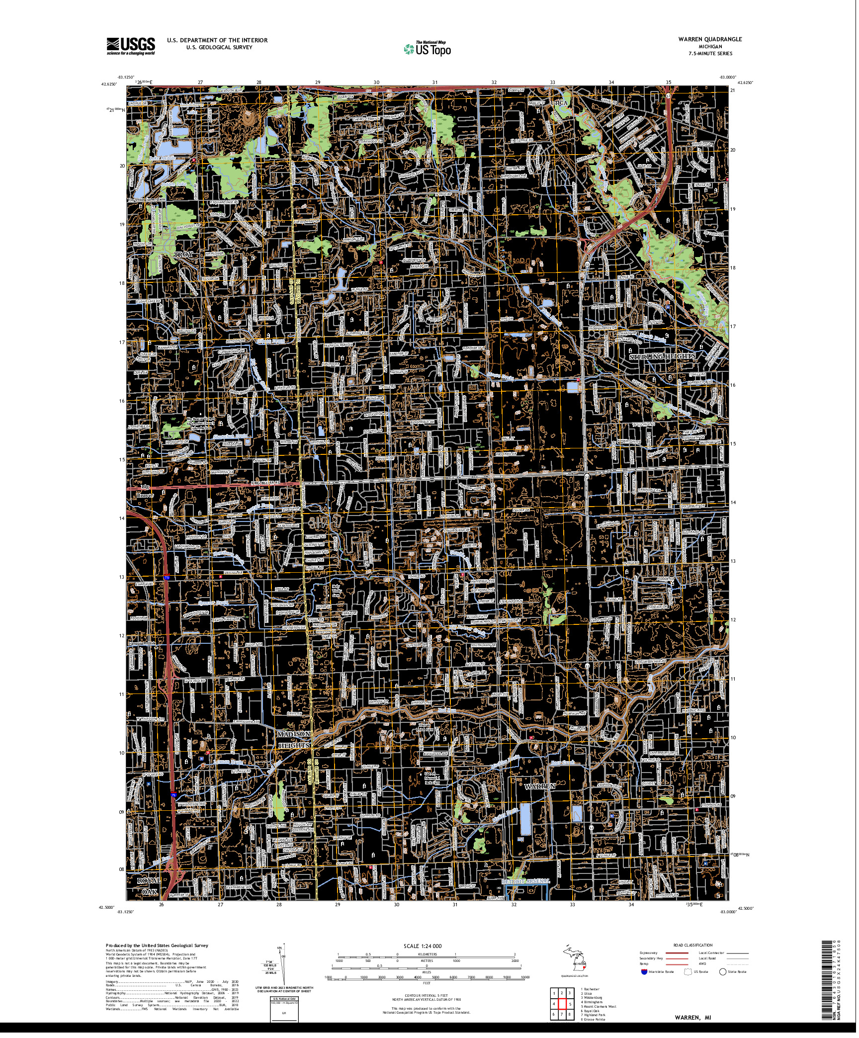 US TOPO 7.5-MINUTE MAP FOR WARREN, MI