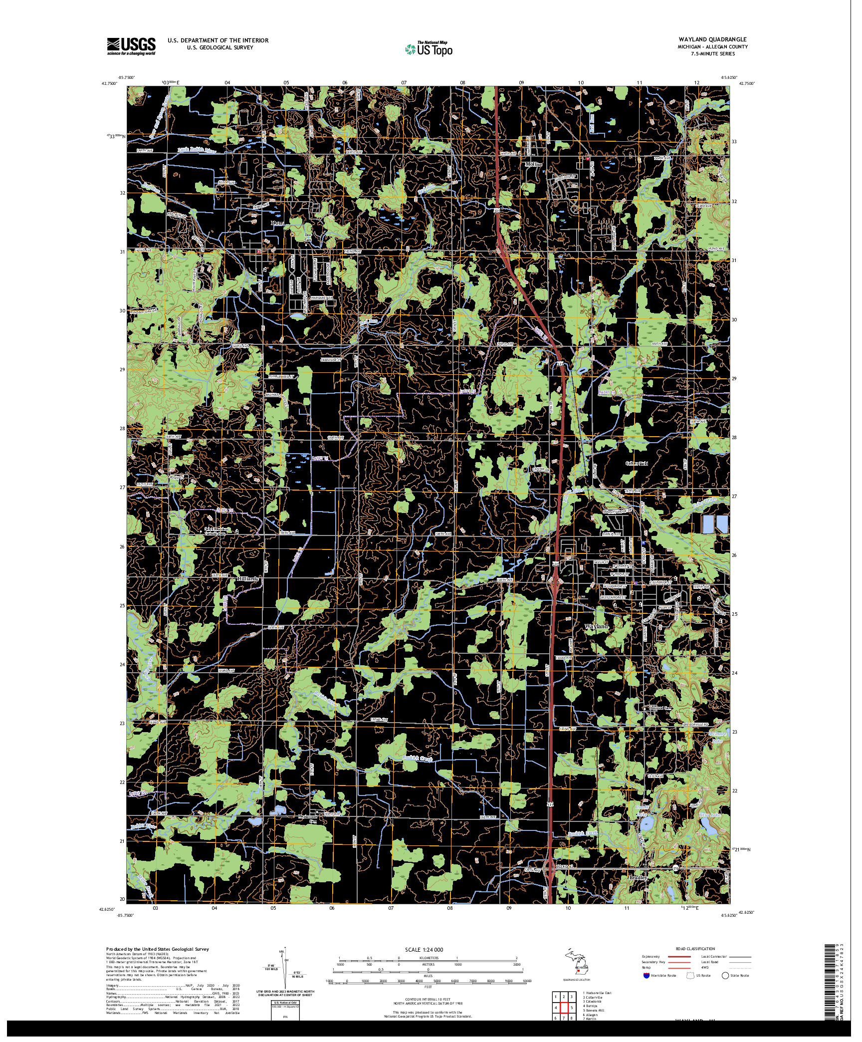 US TOPO 7.5-MINUTE MAP FOR WAYLAND, MI