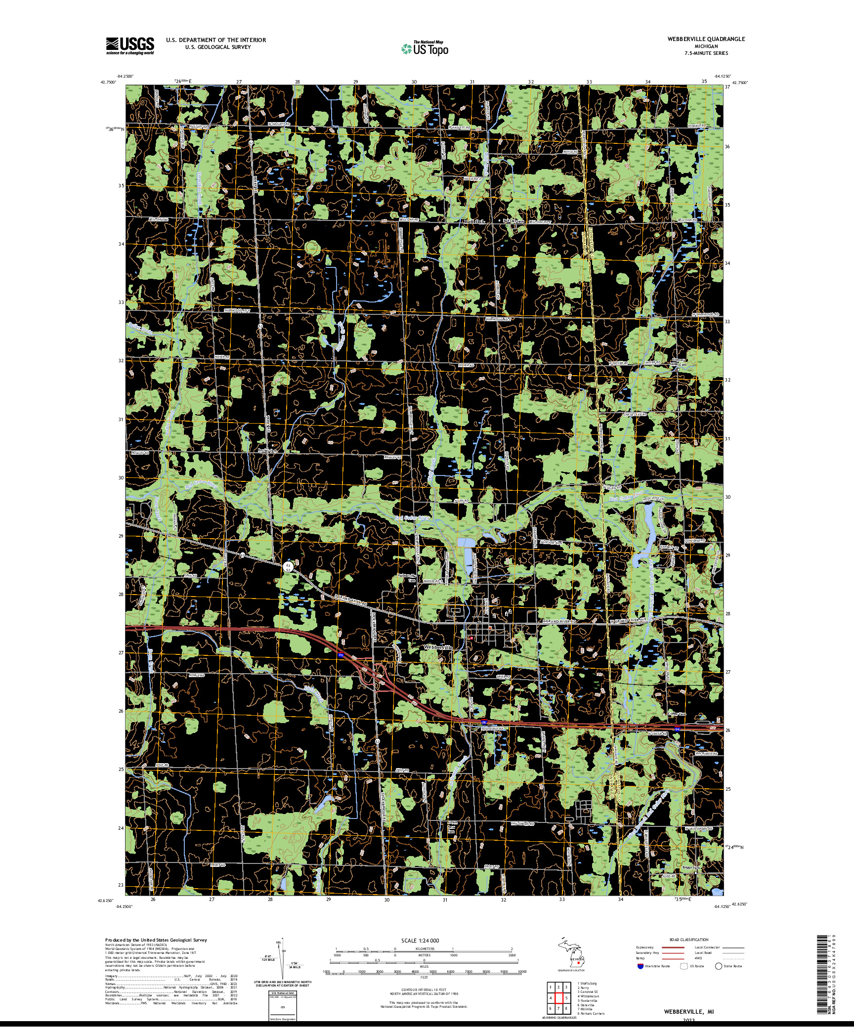 US TOPO 7.5-MINUTE MAP FOR WEBBERVILLE, MI